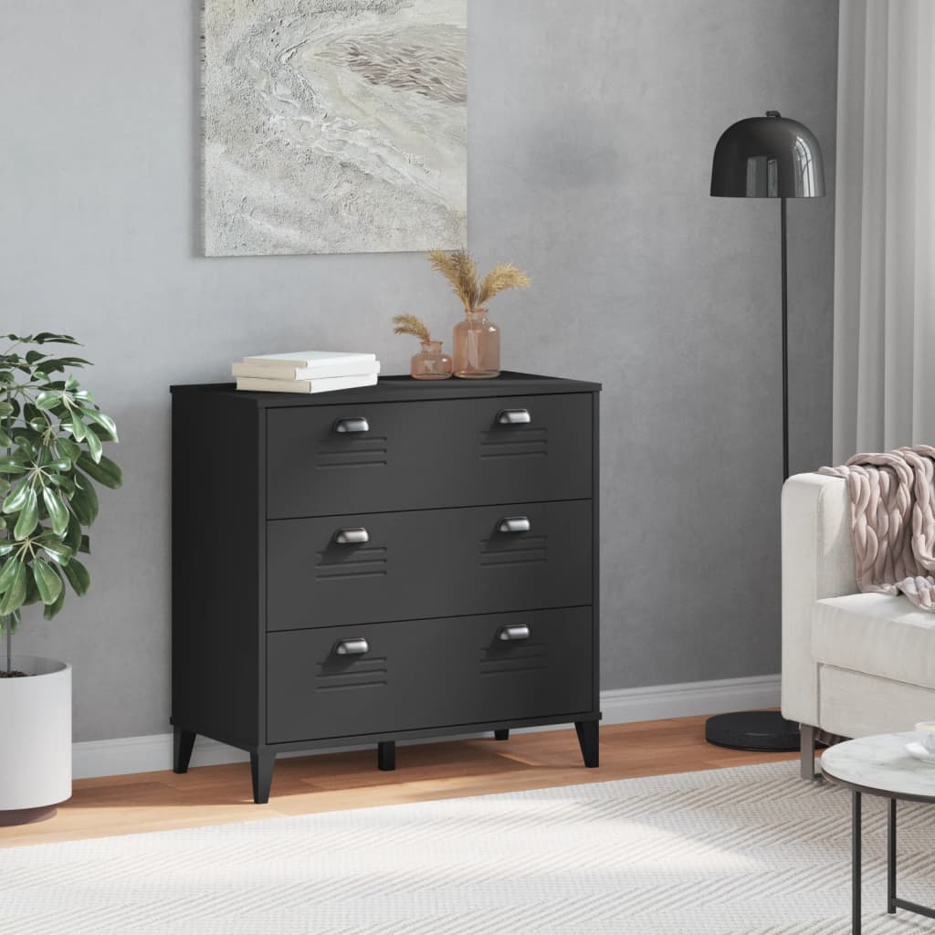 Drawer Cabinet VIKEN Black Engineered Wood
