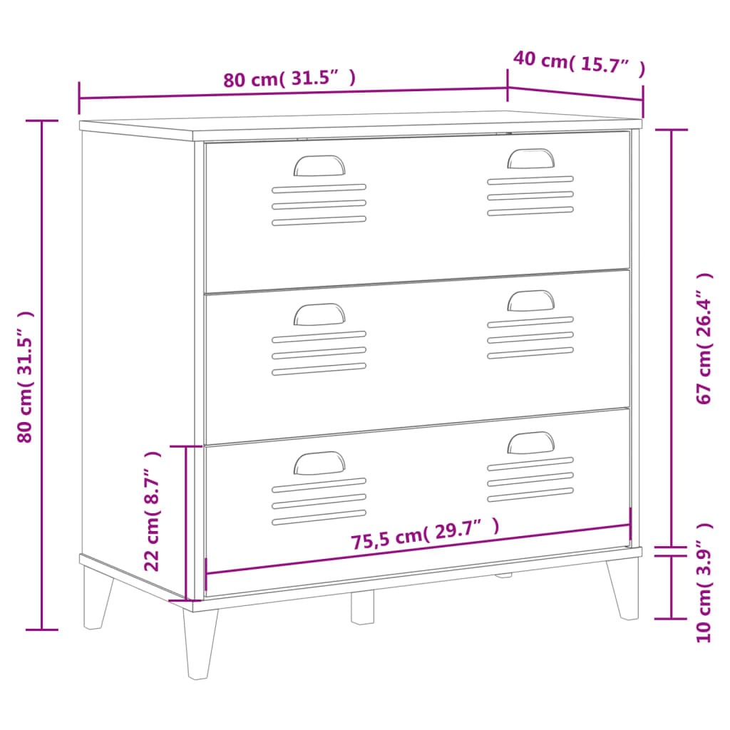 Drawer Cabinet VIKEN Black Engineered Wood