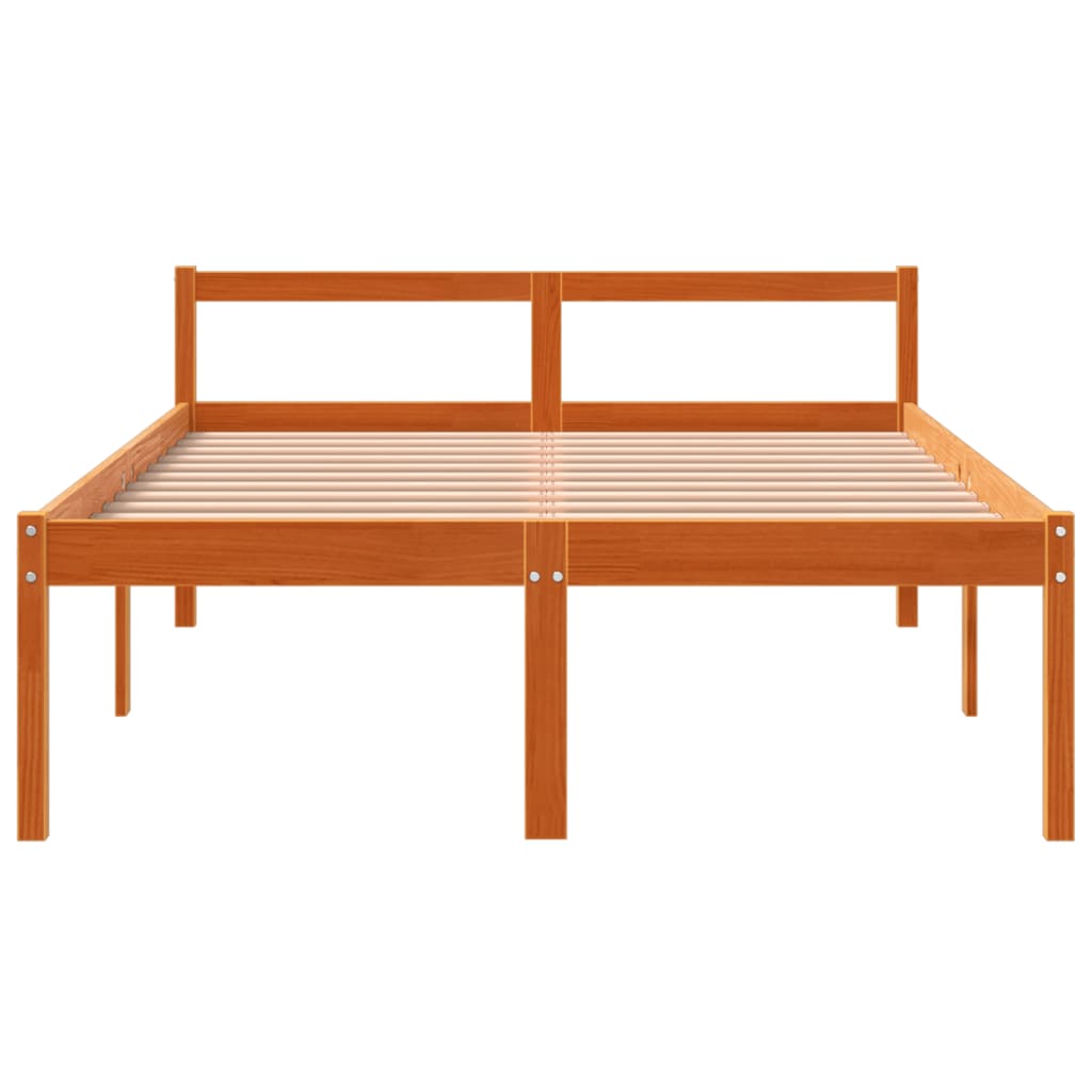 Bed Frame Wax Brown 135x190 cm Double Solid Wood Pine