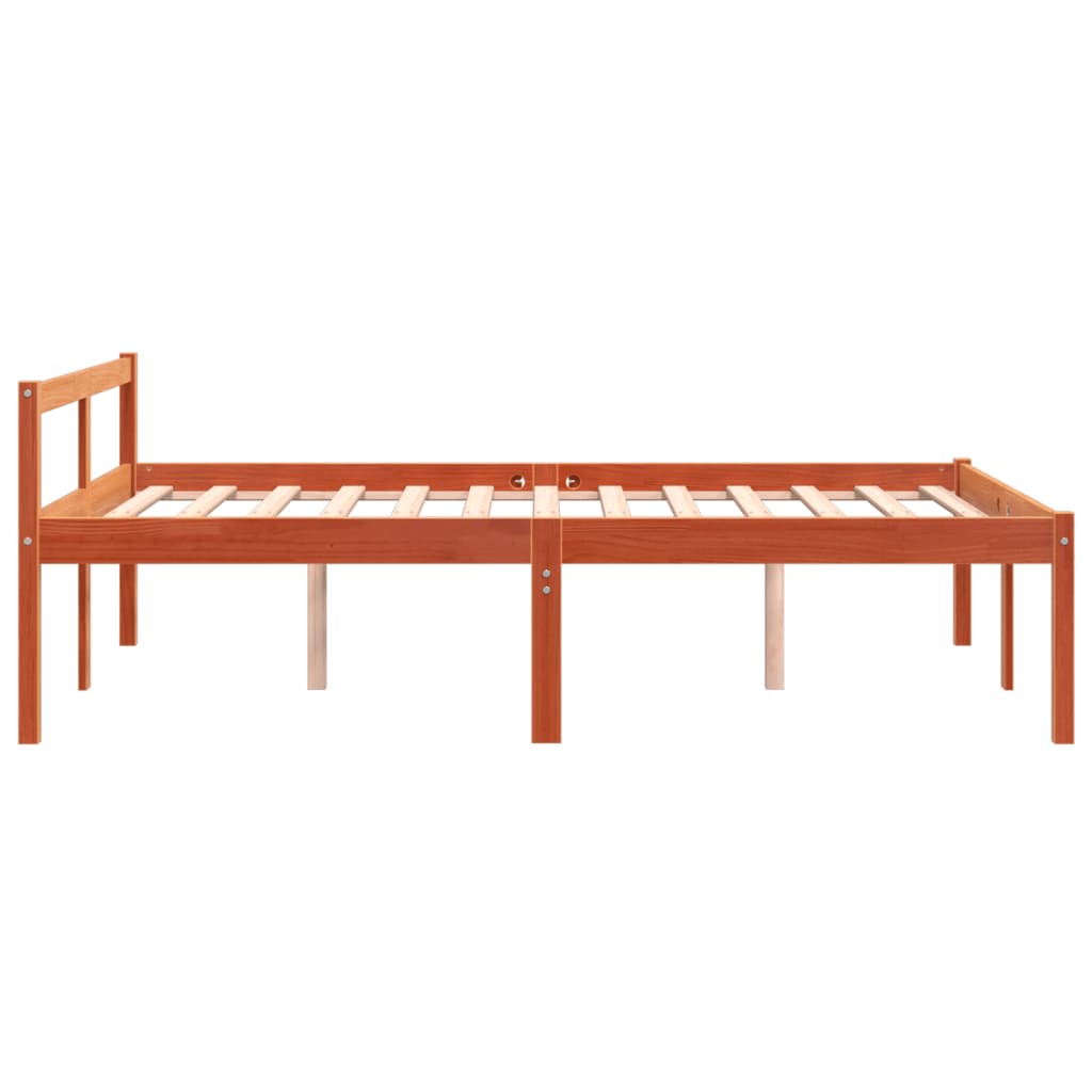 Bed Frame Wax Brown 135x190 cm Double Solid Wood Pine