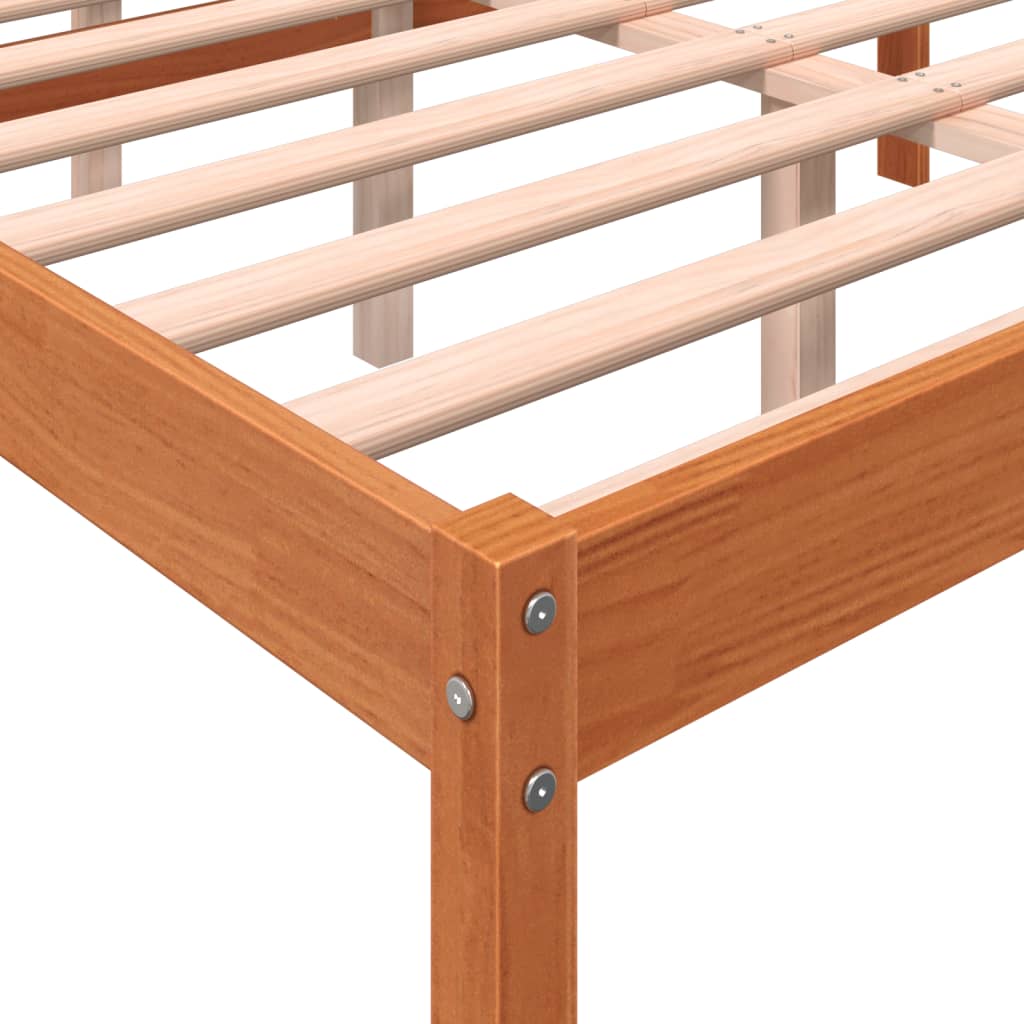 Bed Frame Wax Brown 135x190 cm Double Solid Wood Pine