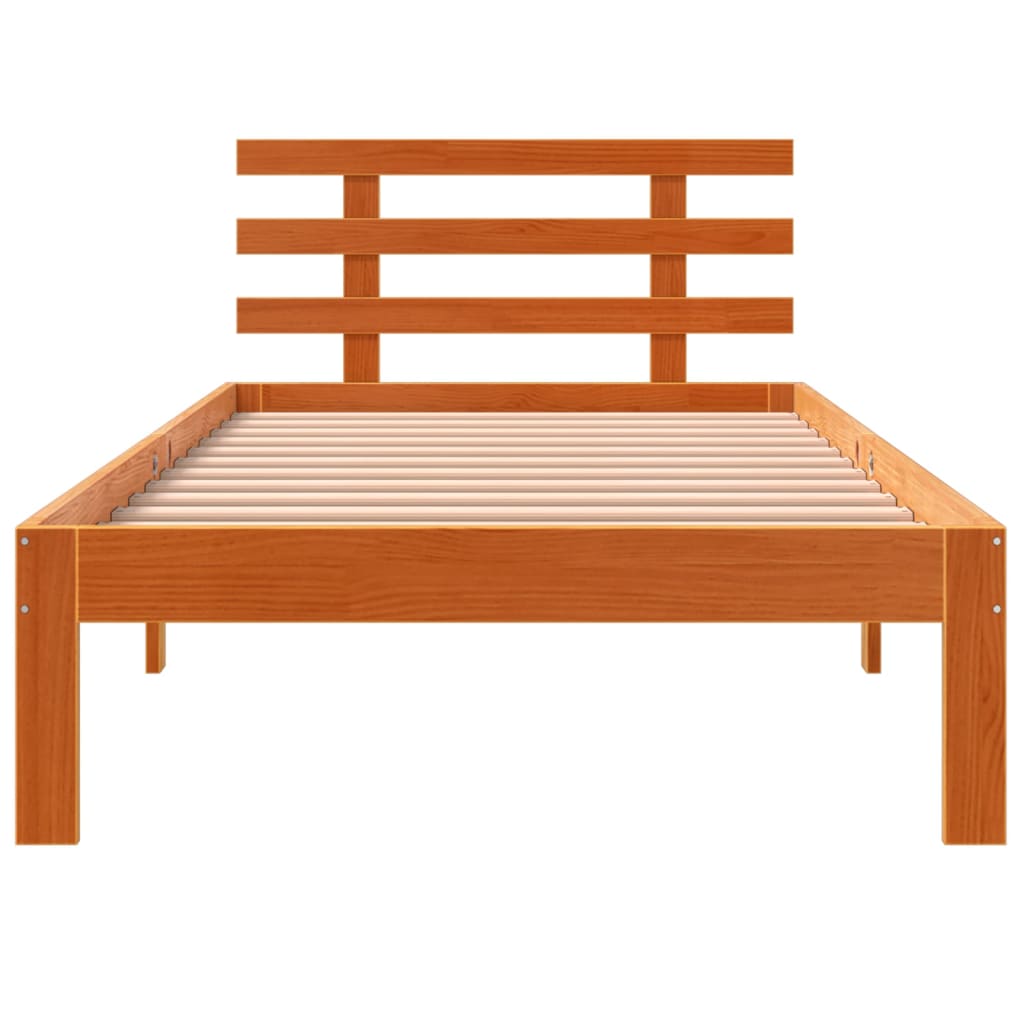 Bed Frame without Mattress Wax Brown 75x190 cm Small Single Solid Wood Pine