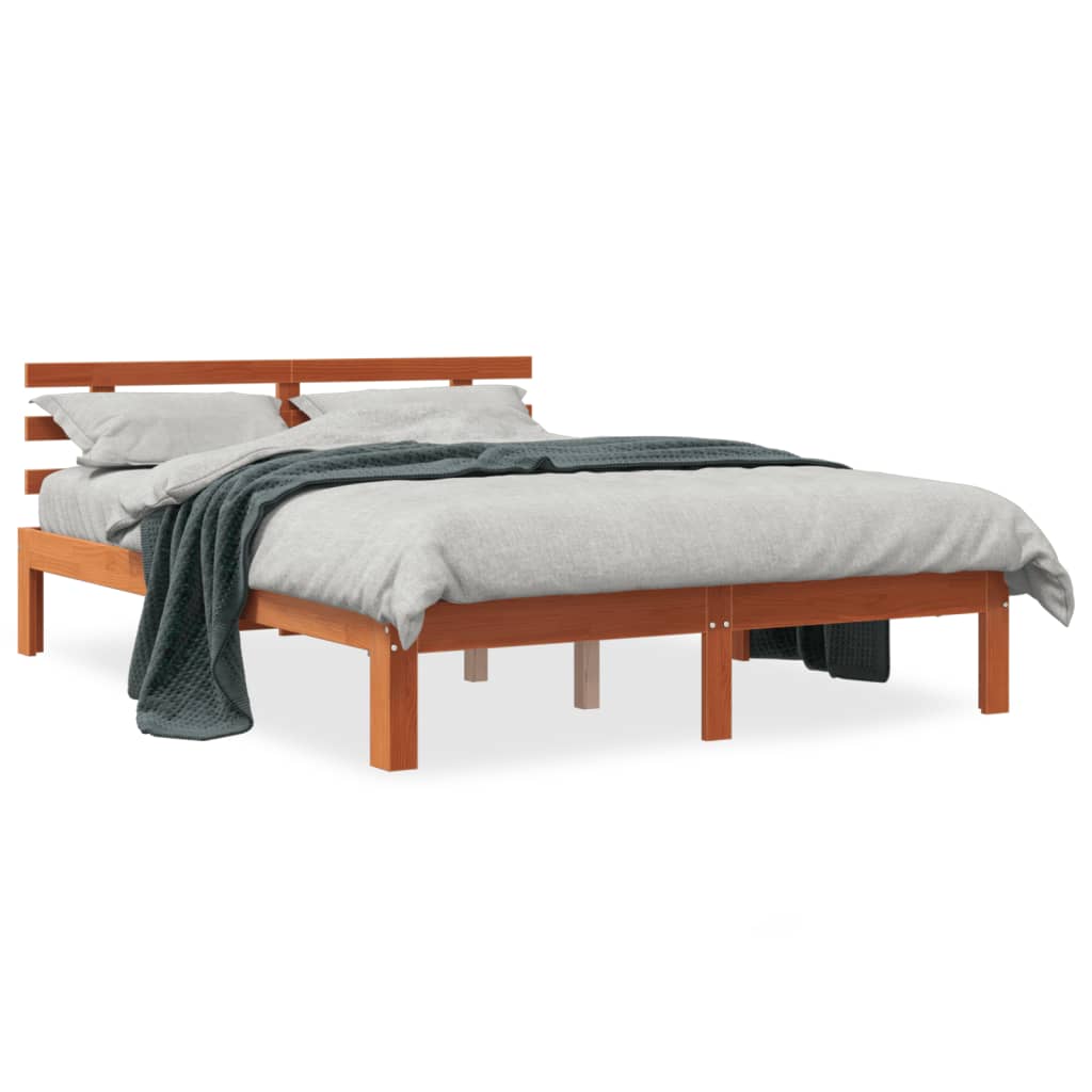 Bed Frame without Mattress Wax Brown 120x190 cm Small Double Solid Wood Pine
