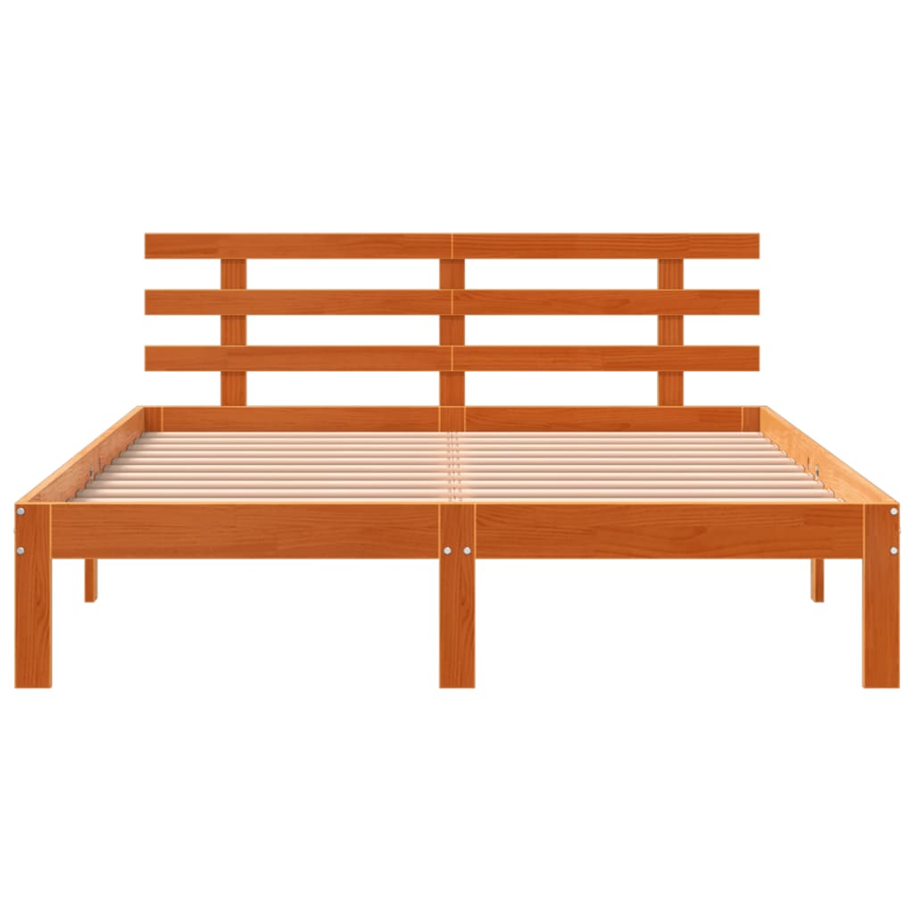 Bed Frame without Mattress Wax Brown 120x190 cm Small Double Solid Wood Pine