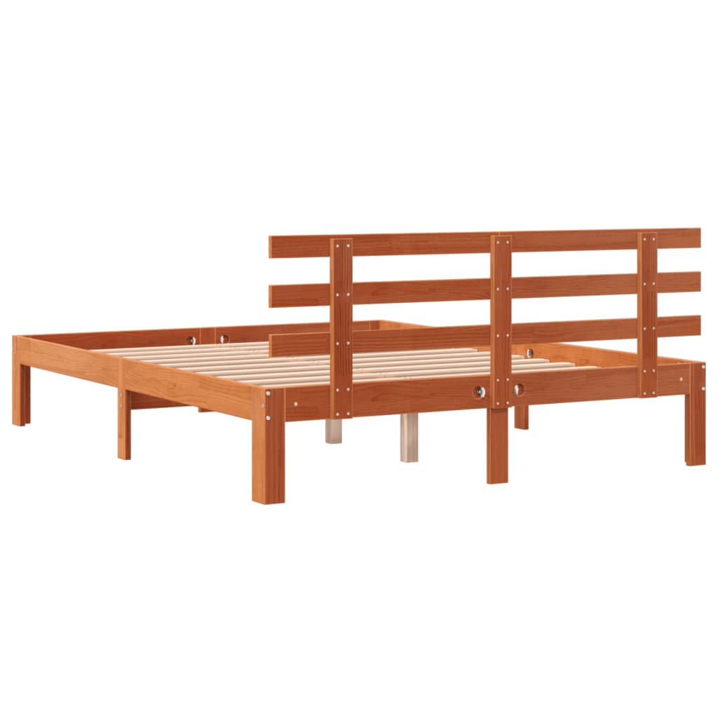 Bed Frame without Mattress Wax Brown 120x190 cm Small Double Solid Wood Pine