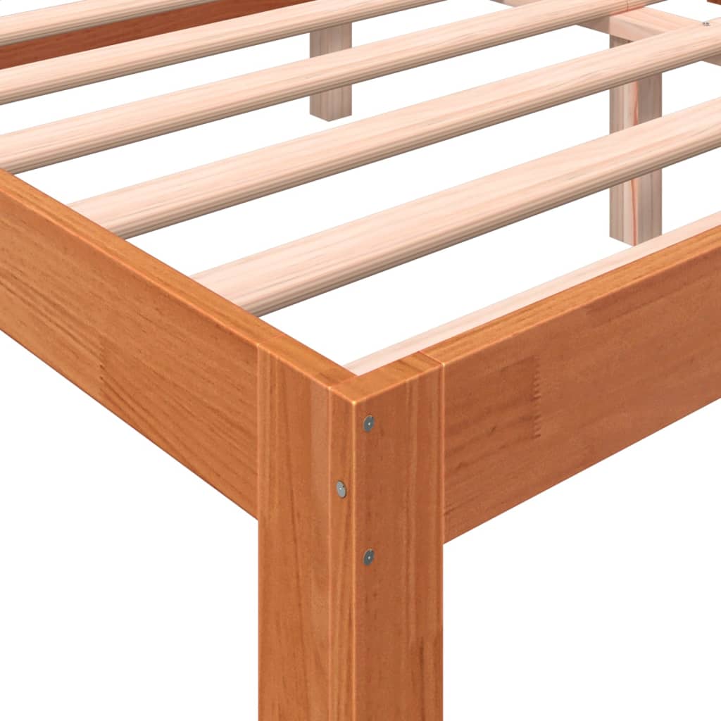 Bed Frame with Headboard Wax Brown 150x200 cm King Size Solid Wood Pine