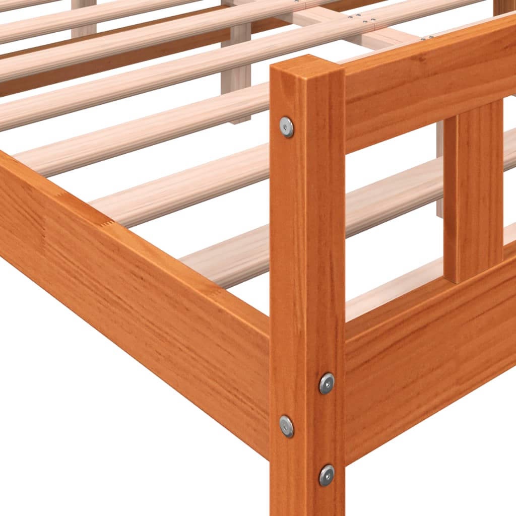 Bed Frame without Mattress Wax Brown 150x200 cm King Size Solid Wood Pine