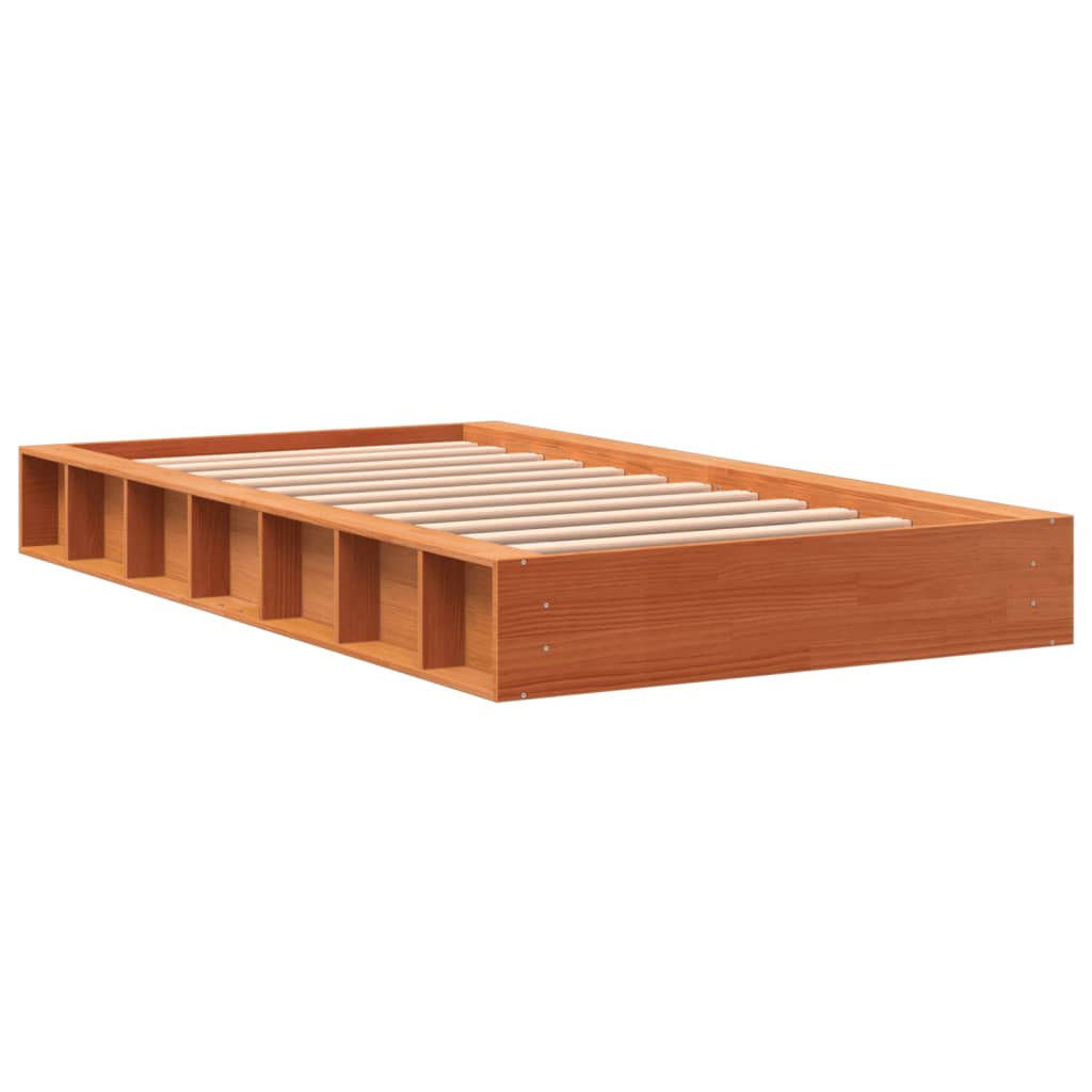 Bed Frame without Mattress Wax Brown 100x200 cm Solid Wood Pine