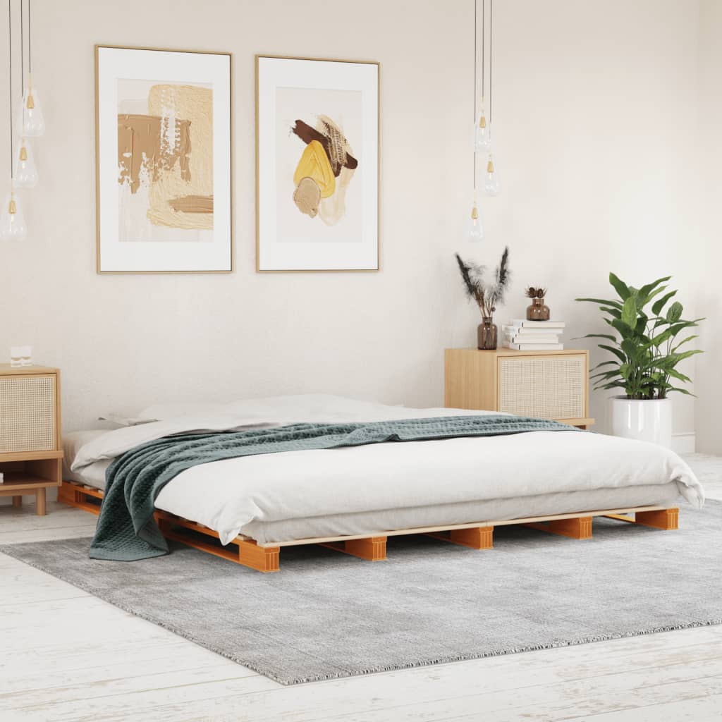 Pallet Bed Wax Brown 180x200 cm Super King Size Solid Wood Pine