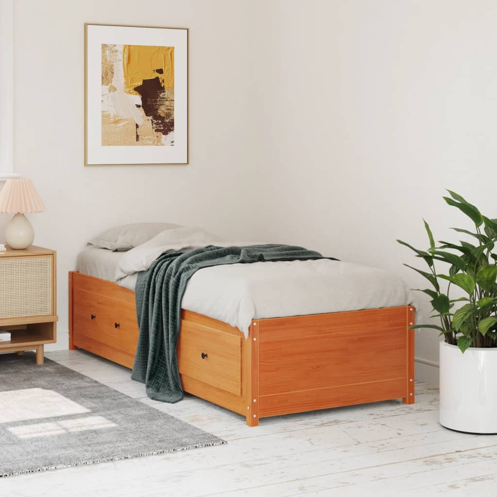Day Bed Wax Brown 90x200 cm Solid Wood Pine
