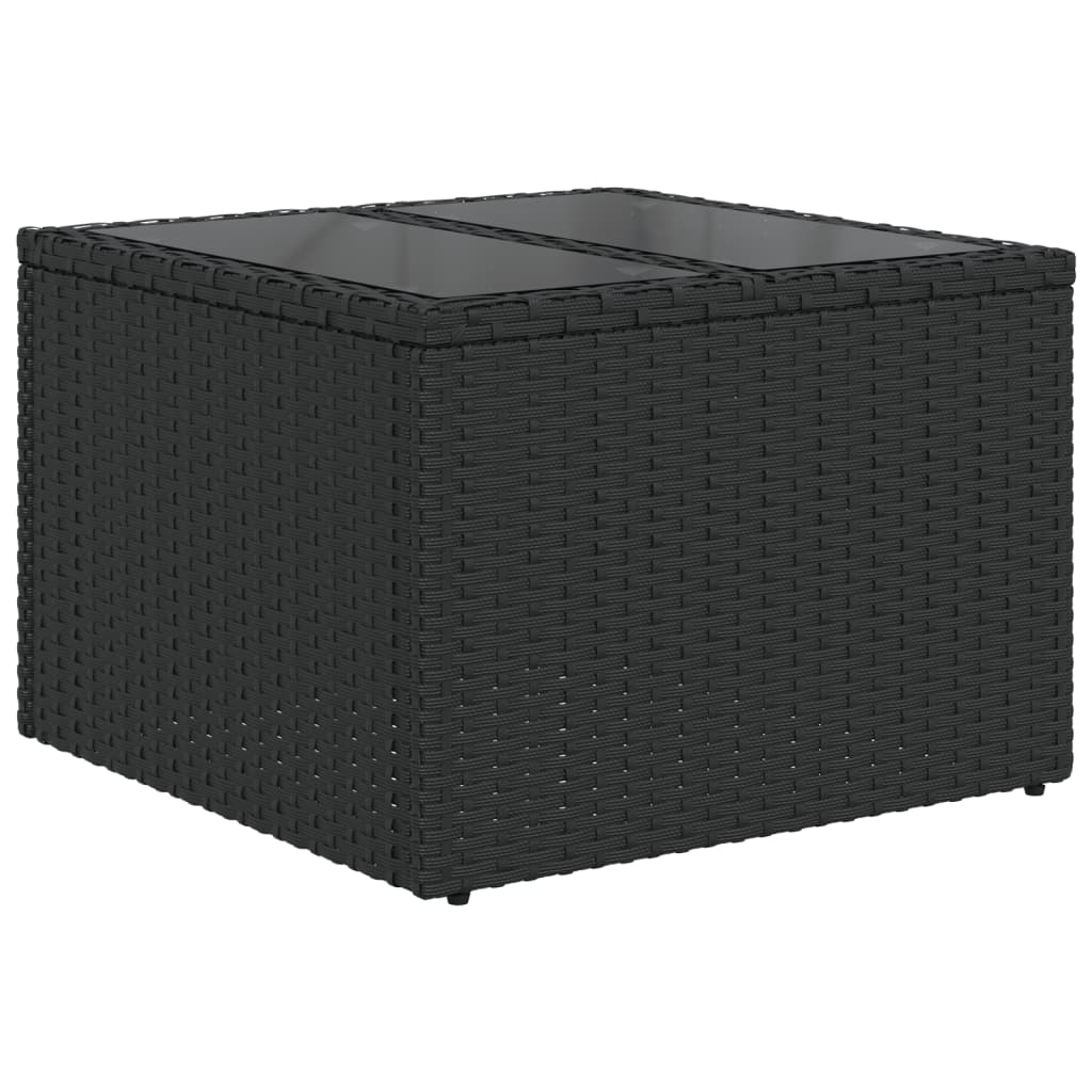 Outdoor Patio Poly Rattan Square Garden Coffee Table With Glass Top Tables
