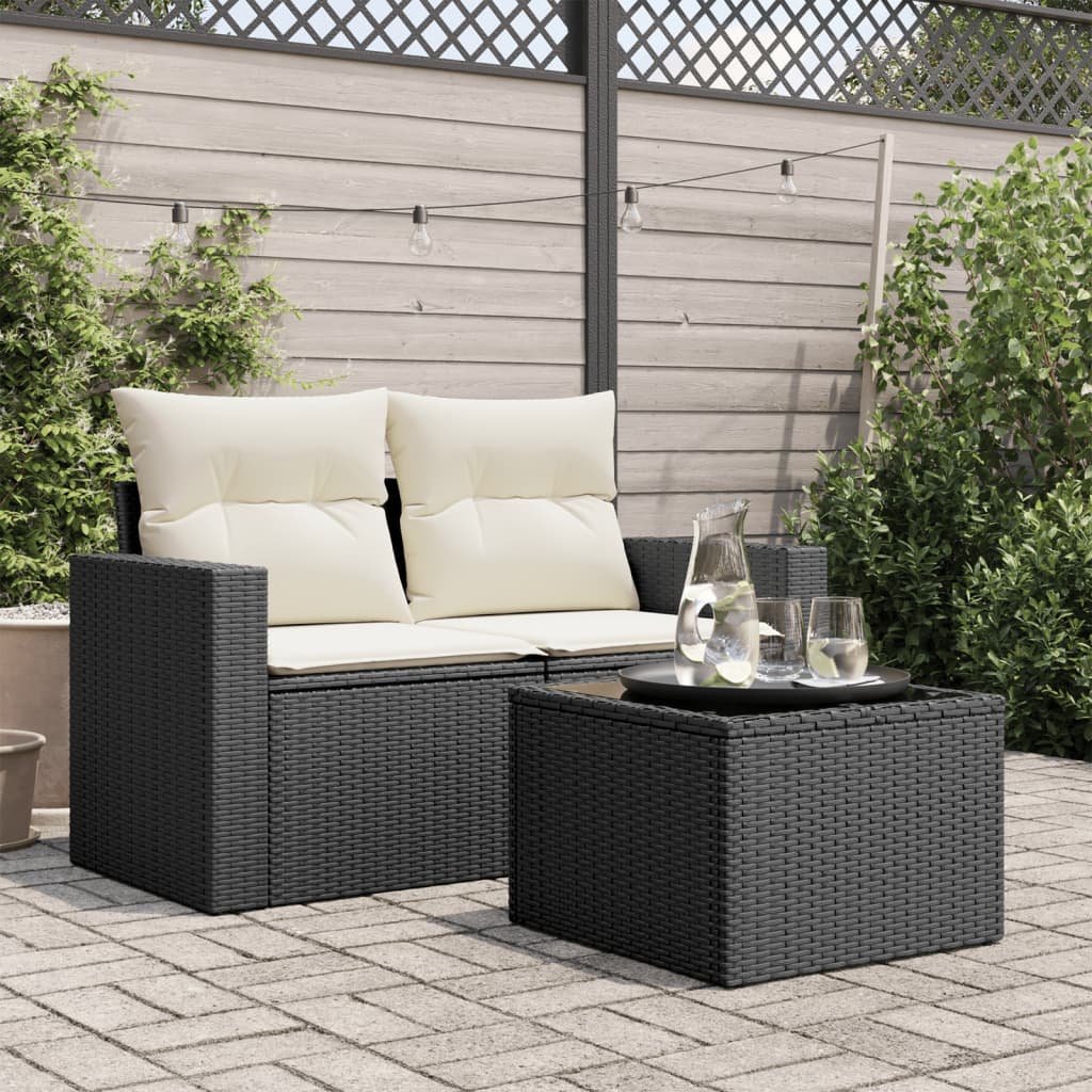 Outdoor Patio Poly Rattan Square Garden Coffee Table With Glass Top Tables