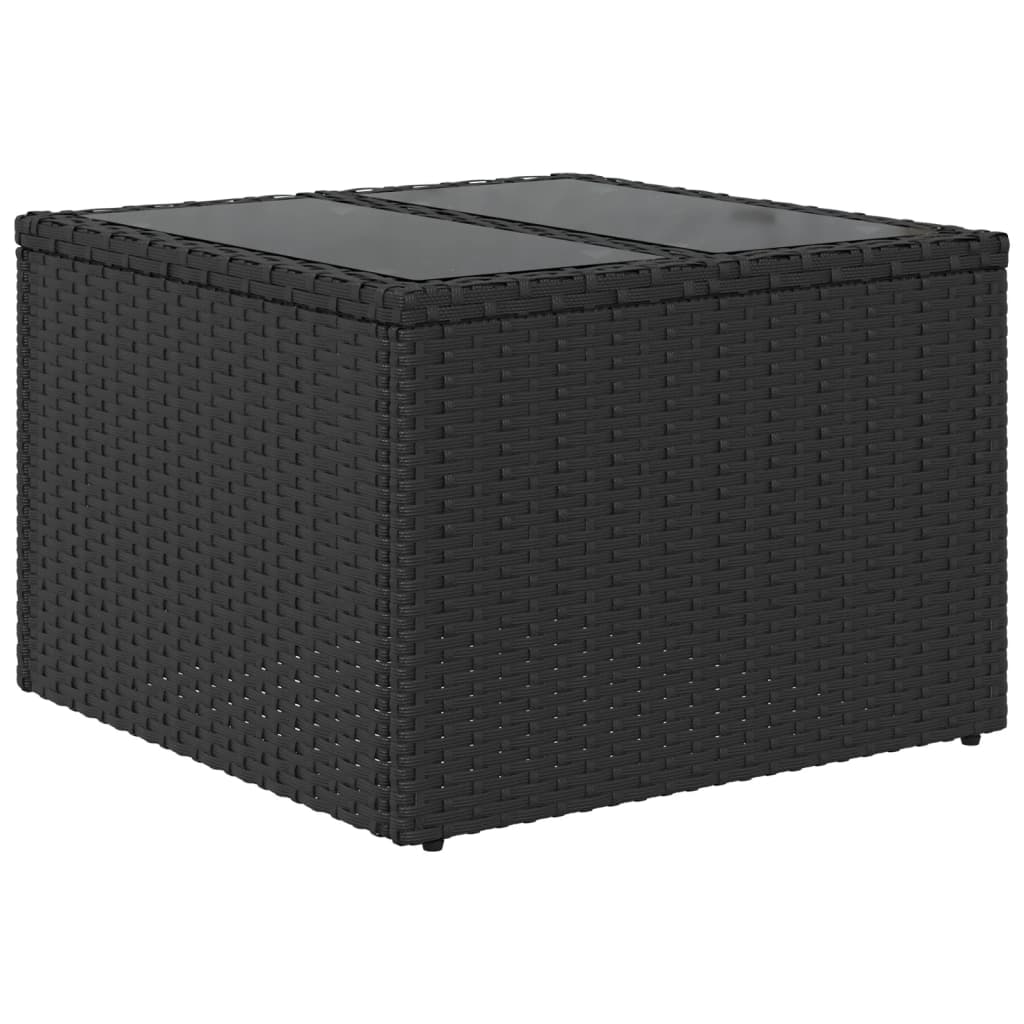 Outdoor Patio Poly Rattan Square Garden Coffee Table With Glass Top Tables