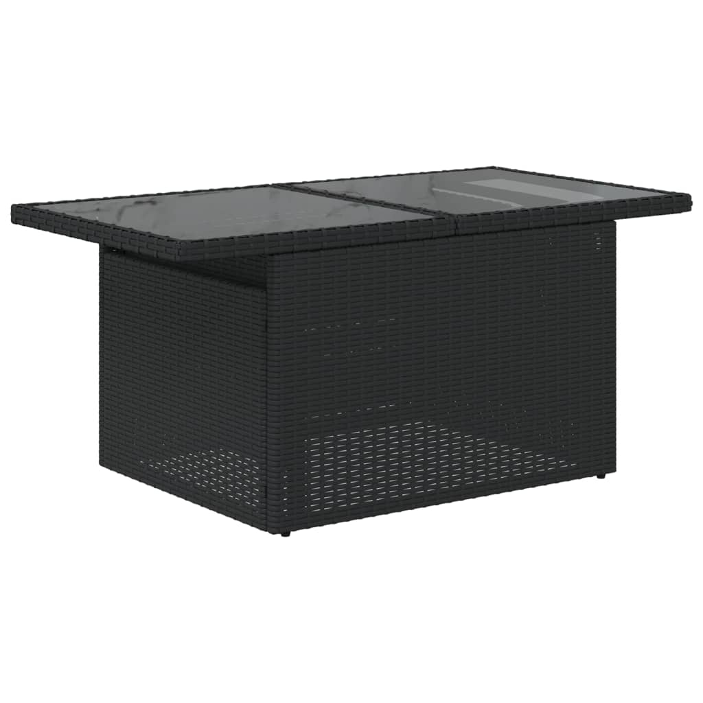Outdoor Patio Poly Rattan Adjustable Height Dining Coffee Garden Table With Glass Top