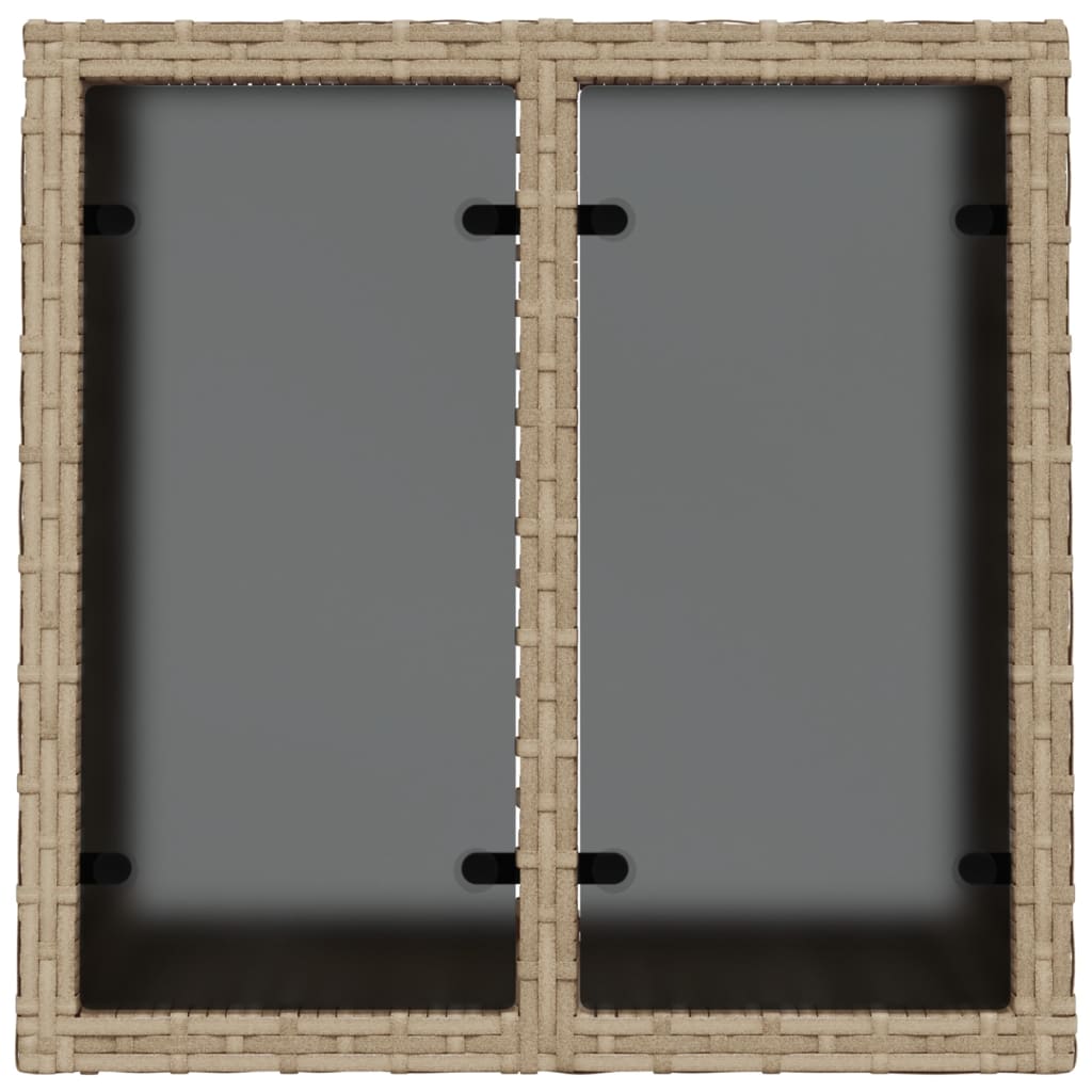 Outdoor Patio Poly Rattan Square Garden Coffee Table With Glass Top Tables