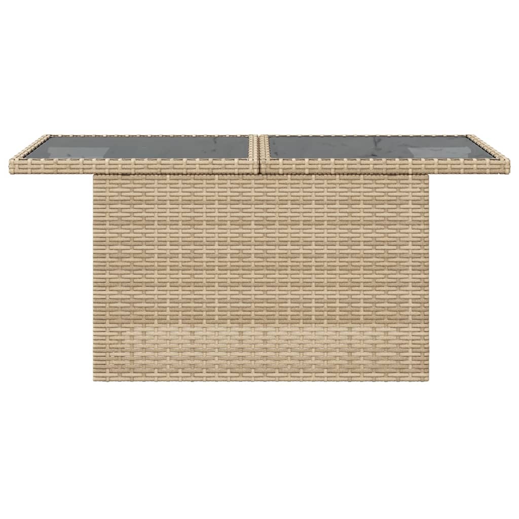 Outdoor Patio Poly Rattan Adjustable Height Dining Coffee Garden Table With Glass Top
