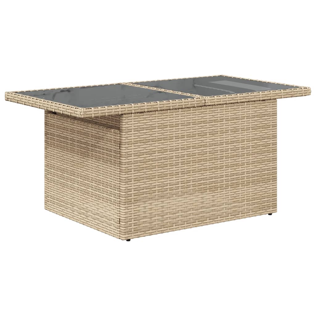 Outdoor Patio Poly Rattan Adjustable Height Dining Coffee Garden Table With Glass Top