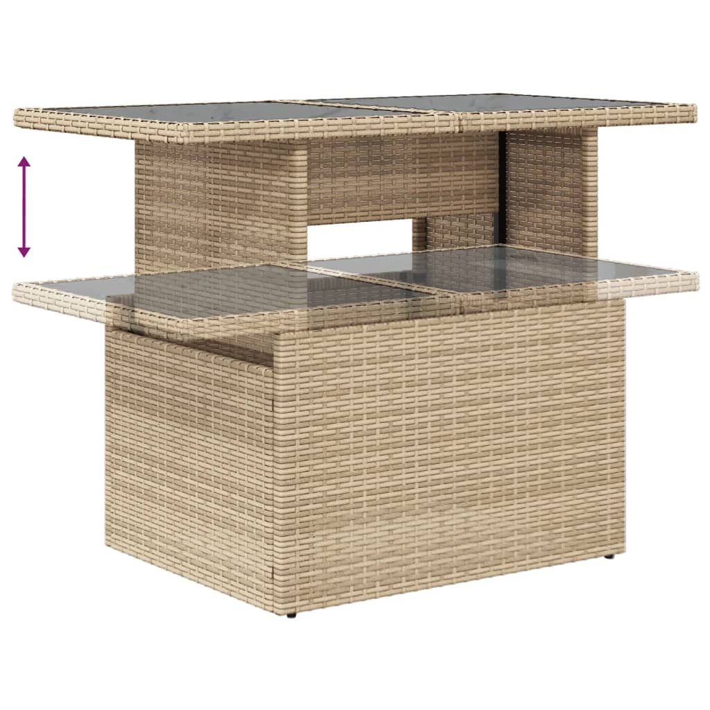 Outdoor Patio Poly Rattan Adjustable Garden Dining Table Outside Coffee Tables