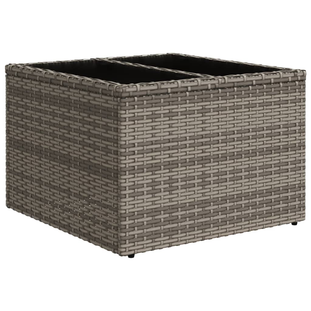 Outdoor Patio Poly Rattan Square Garden Coffee Table With Glass Top Tables