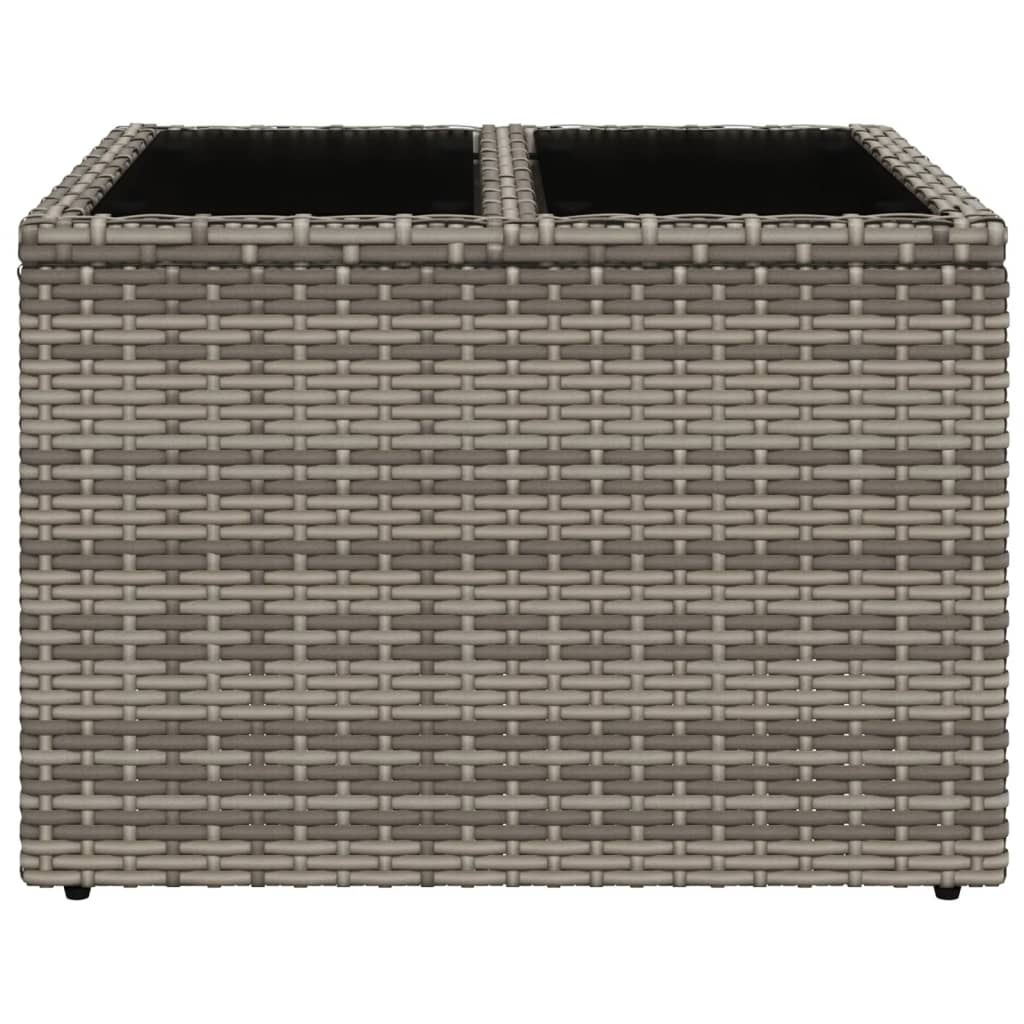 Outdoor Patio Poly Rattan Square Garden Coffee Table With Glass Top Tables