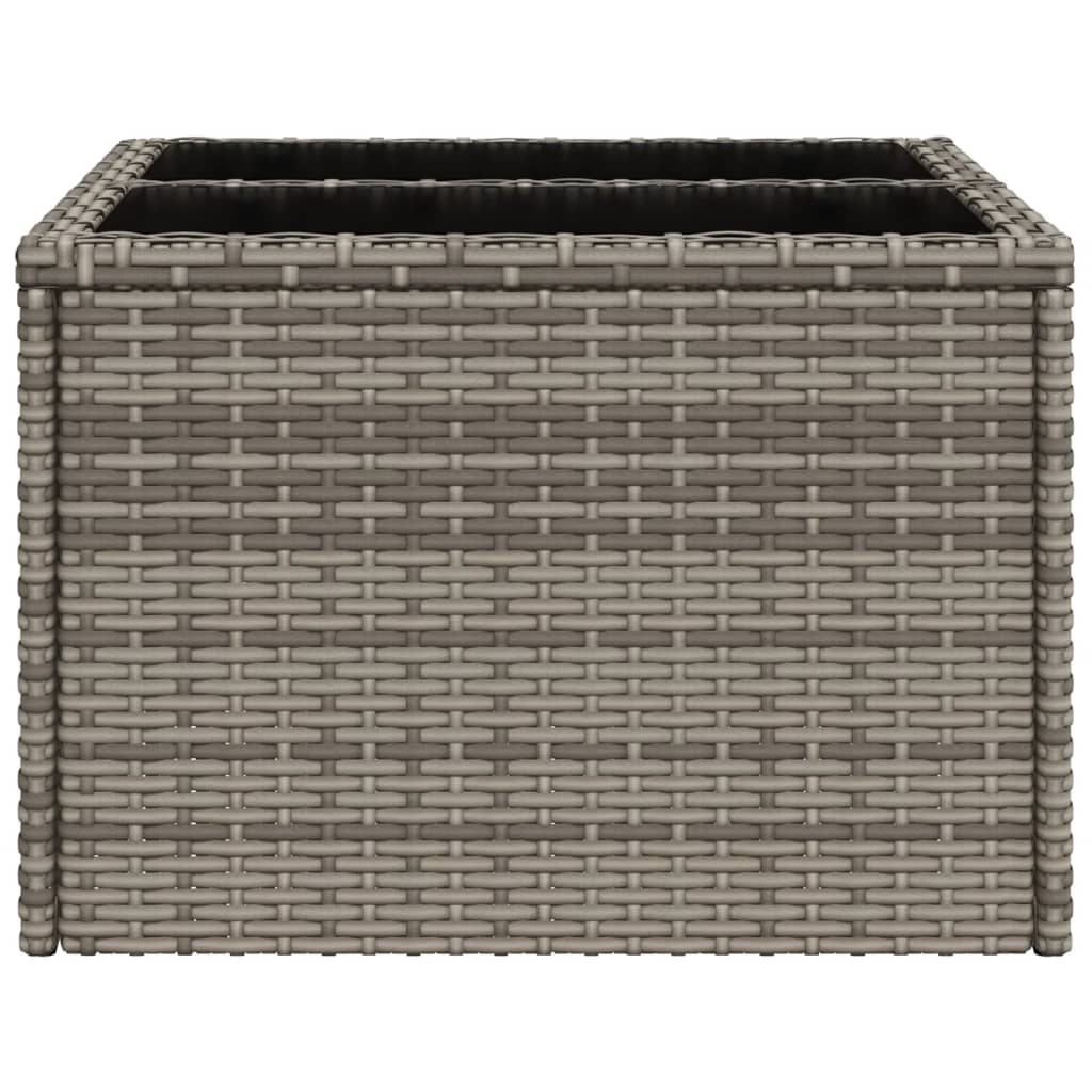 Outdoor Patio Poly Rattan Square Garden Coffee Table With Glass Top Tables