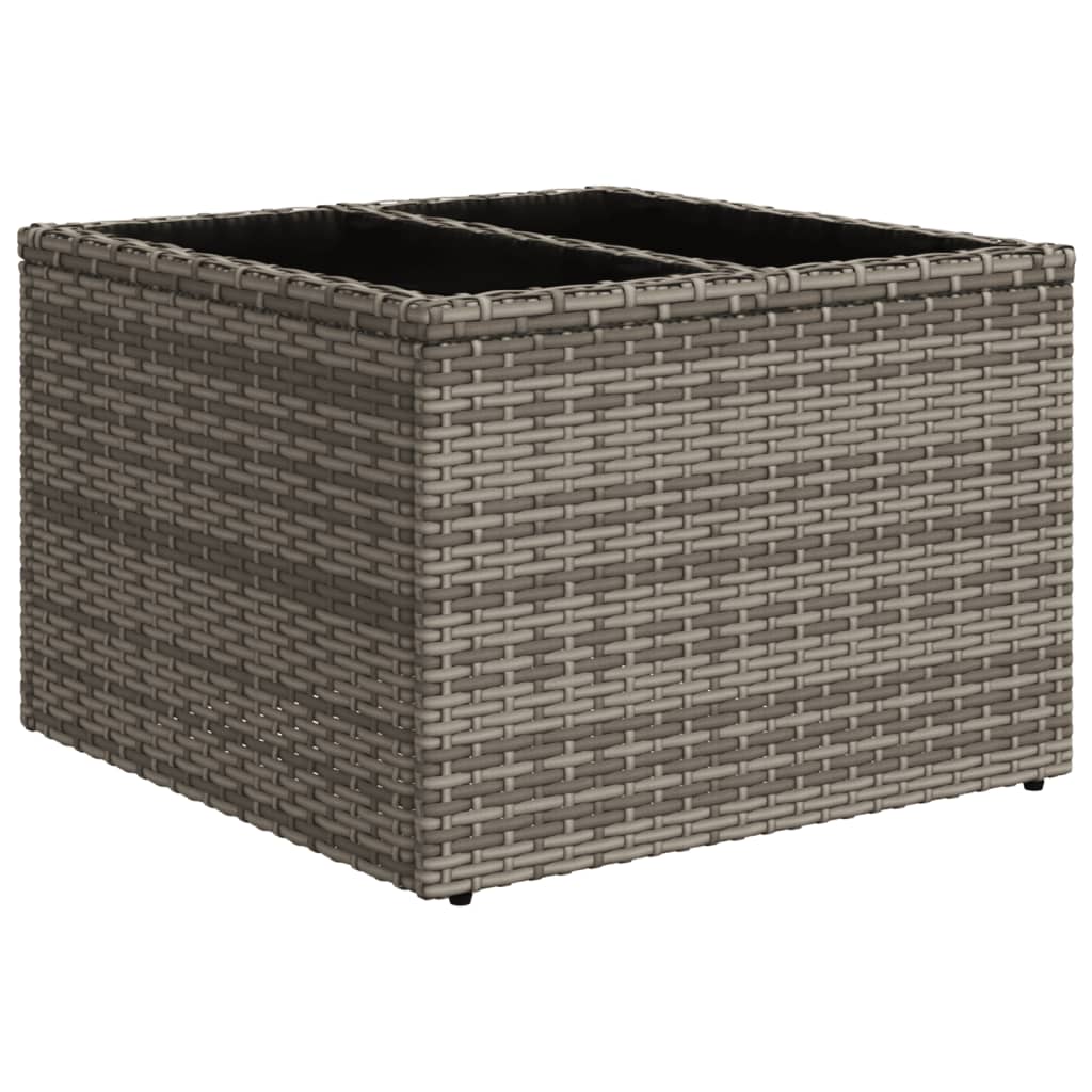 Outdoor Patio Poly Rattan Square Garden Coffee Table With Glass Top Tables