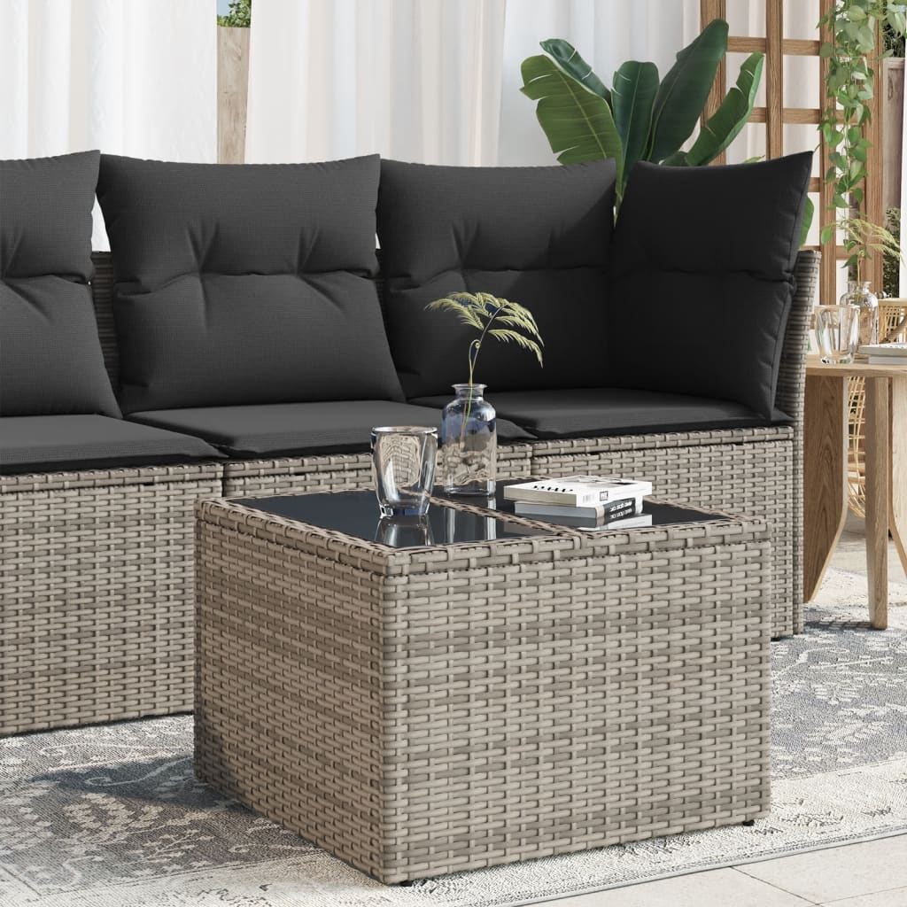 Outdoor Patio Poly Rattan Square Garden Coffee Table With Glass Top Tables