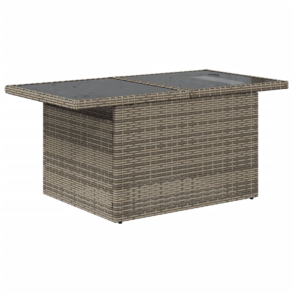 Outdoor Patio Poly Rattan Adjustable Height Dining Coffee Garden Table With Glass Top
