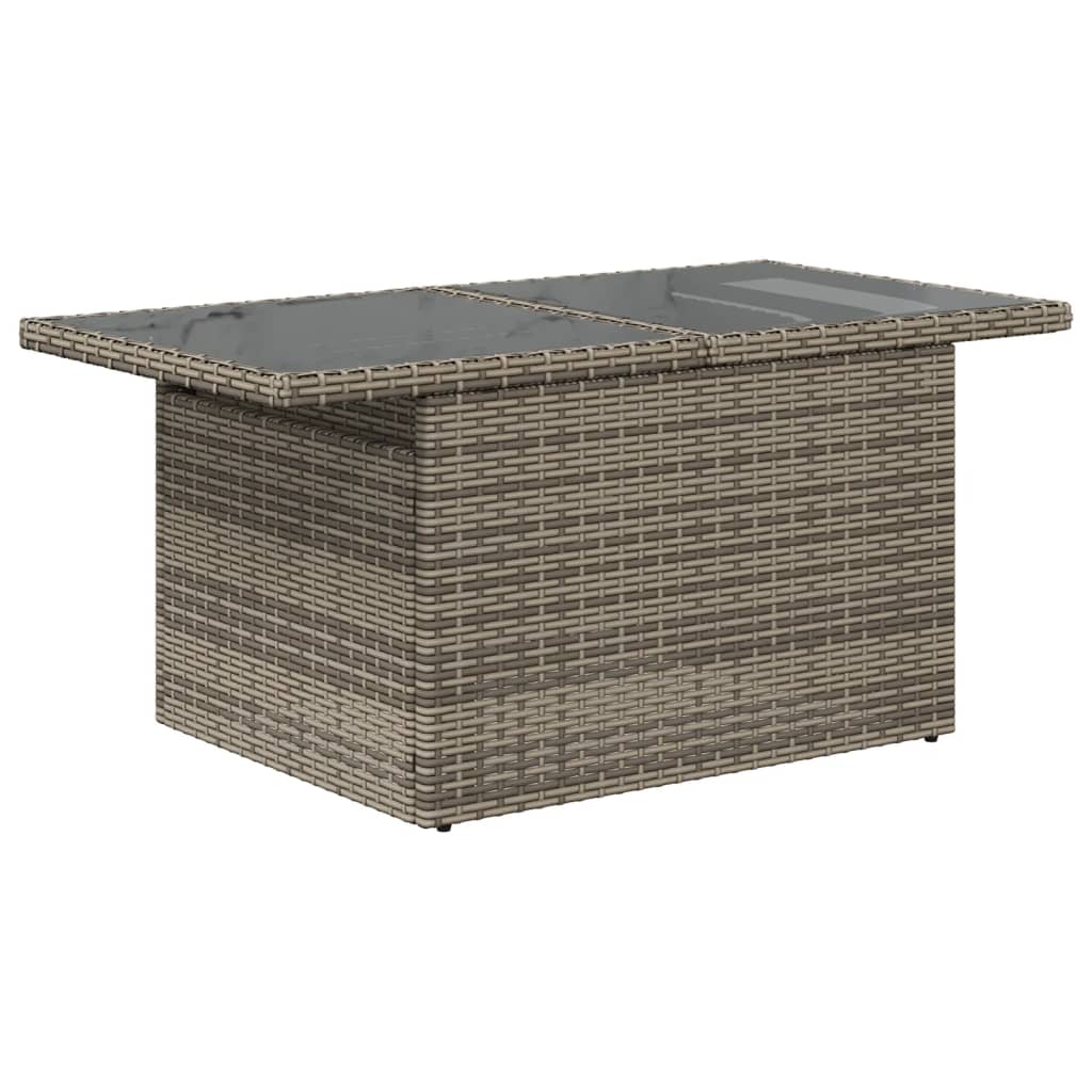 Outdoor Patio Poly Rattan Adjustable Height Dining Coffee Garden Table With Glass Top