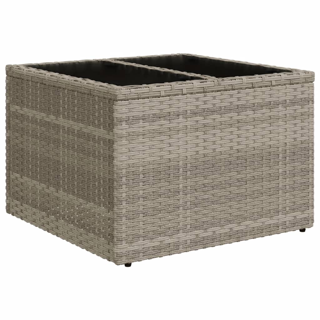 Outdoor Patio Poly Rattan Square Garden Coffee Table With Glass Top Tables