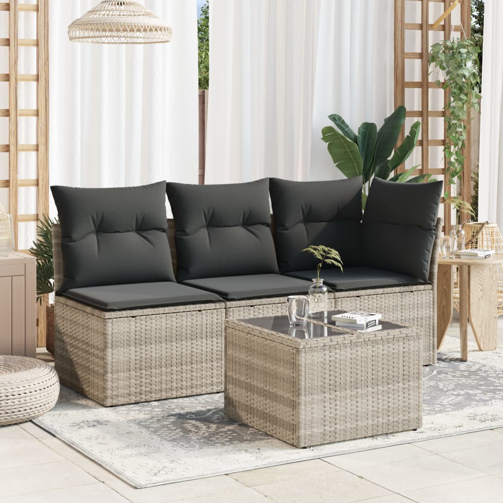 Outdoor Patio Poly Rattan Square Garden Coffee Table With Glass Top Tables