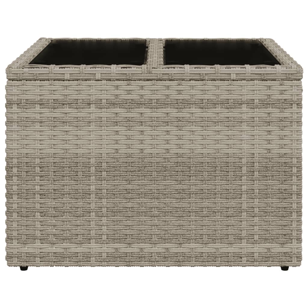 Outdoor Patio Poly Rattan Square Garden Coffee Table With Glass Top Tables