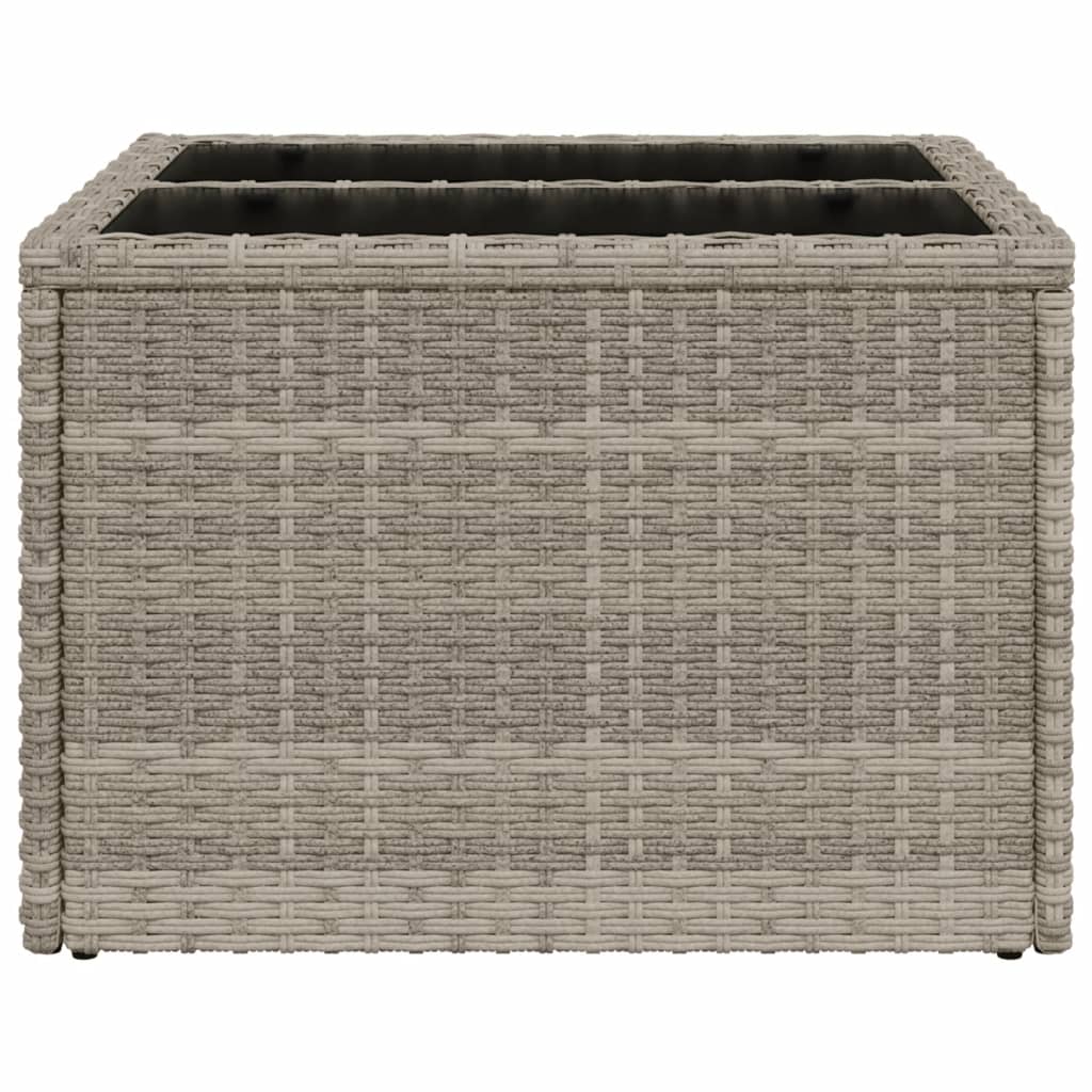 Outdoor Patio Poly Rattan Square Garden Coffee Table With Glass Top Tables