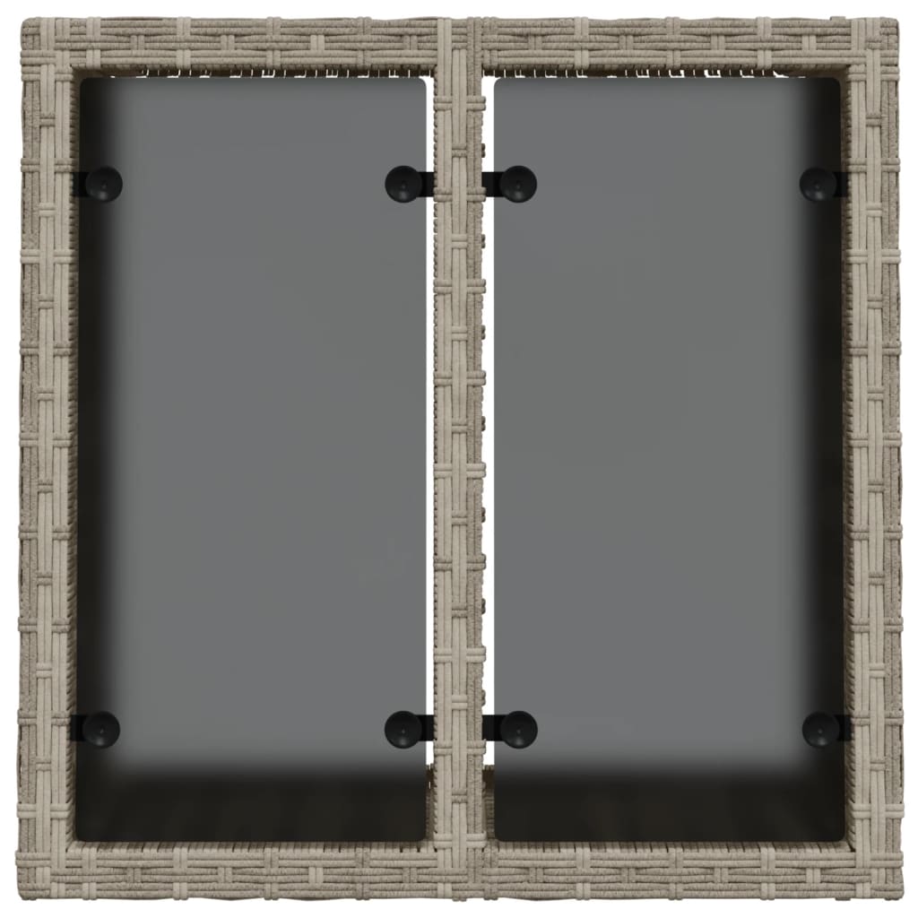 Outdoor Patio Poly Rattan Square Garden Coffee Table With Glass Top Tables