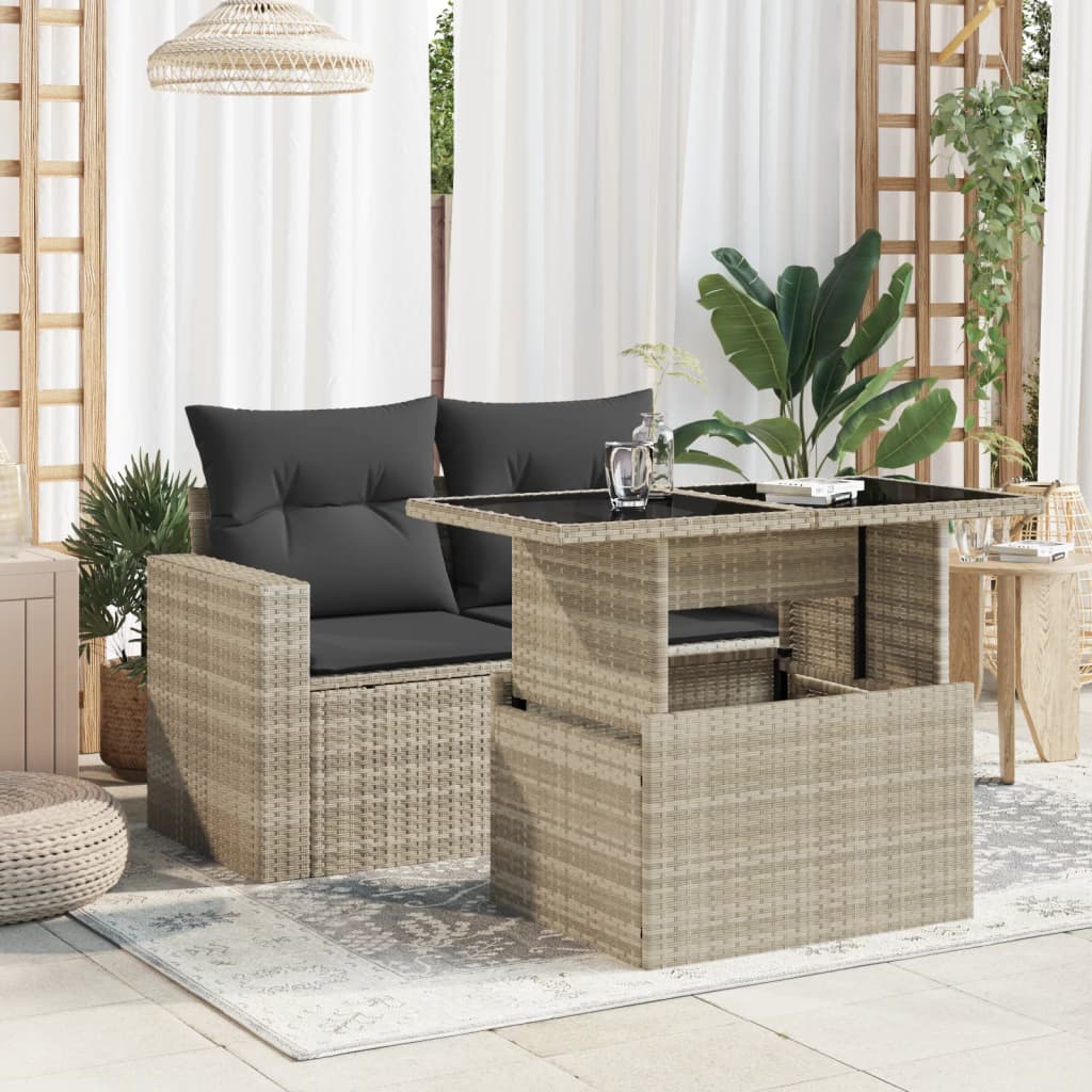 Outdoor Patio Poly Rattan Adjustable Garden Dining Table Outside Coffee Tables