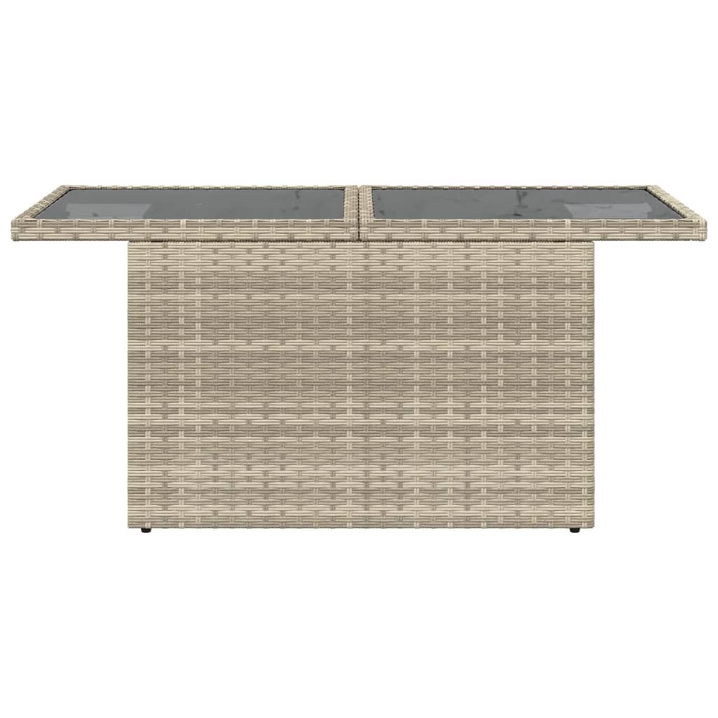 Outdoor Patio Poly Rattan Adjustable Height Dining Coffee Garden Table With Glass Top