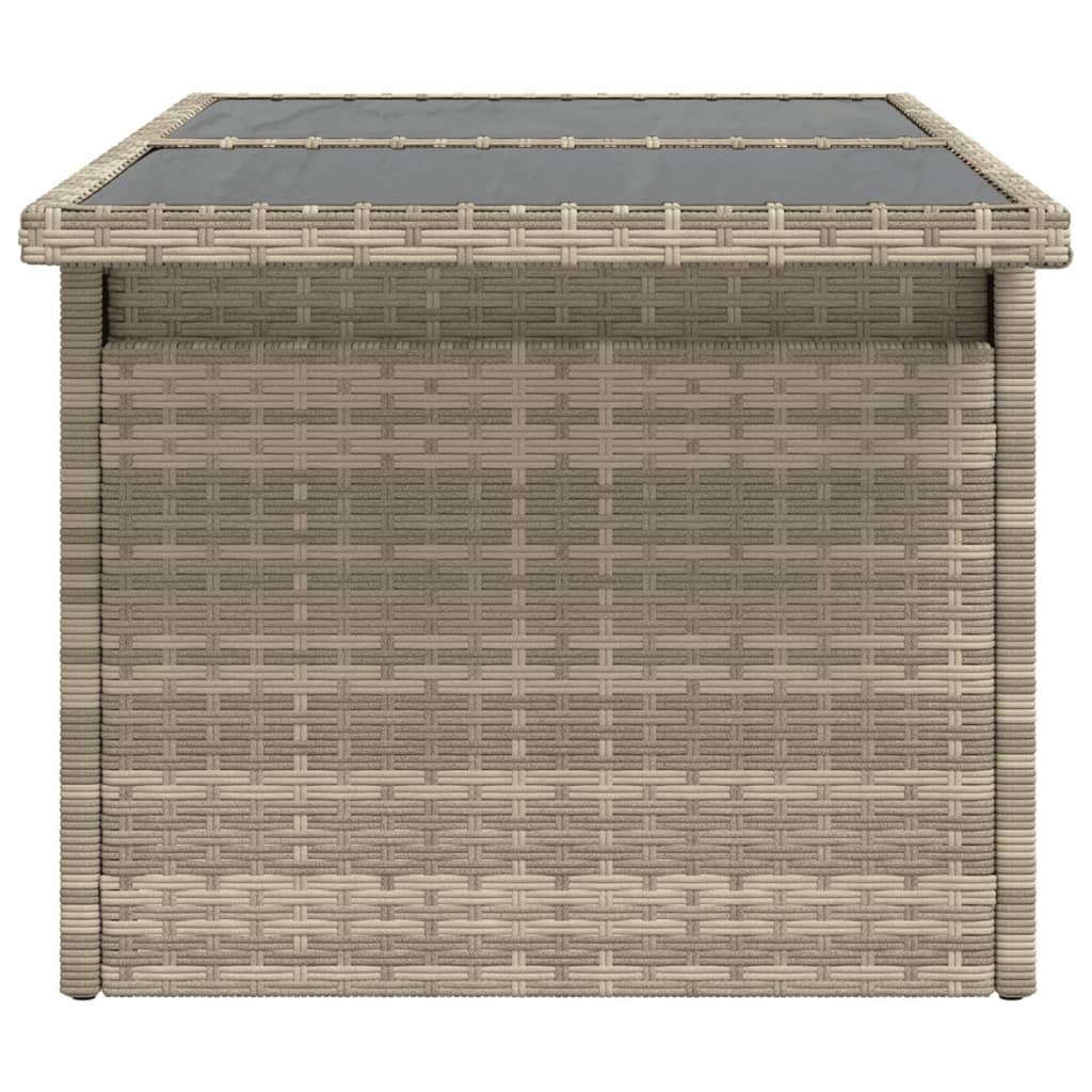 Outdoor Patio Poly Rattan Adjustable Height Dining Coffee Garden Table With Glass Top