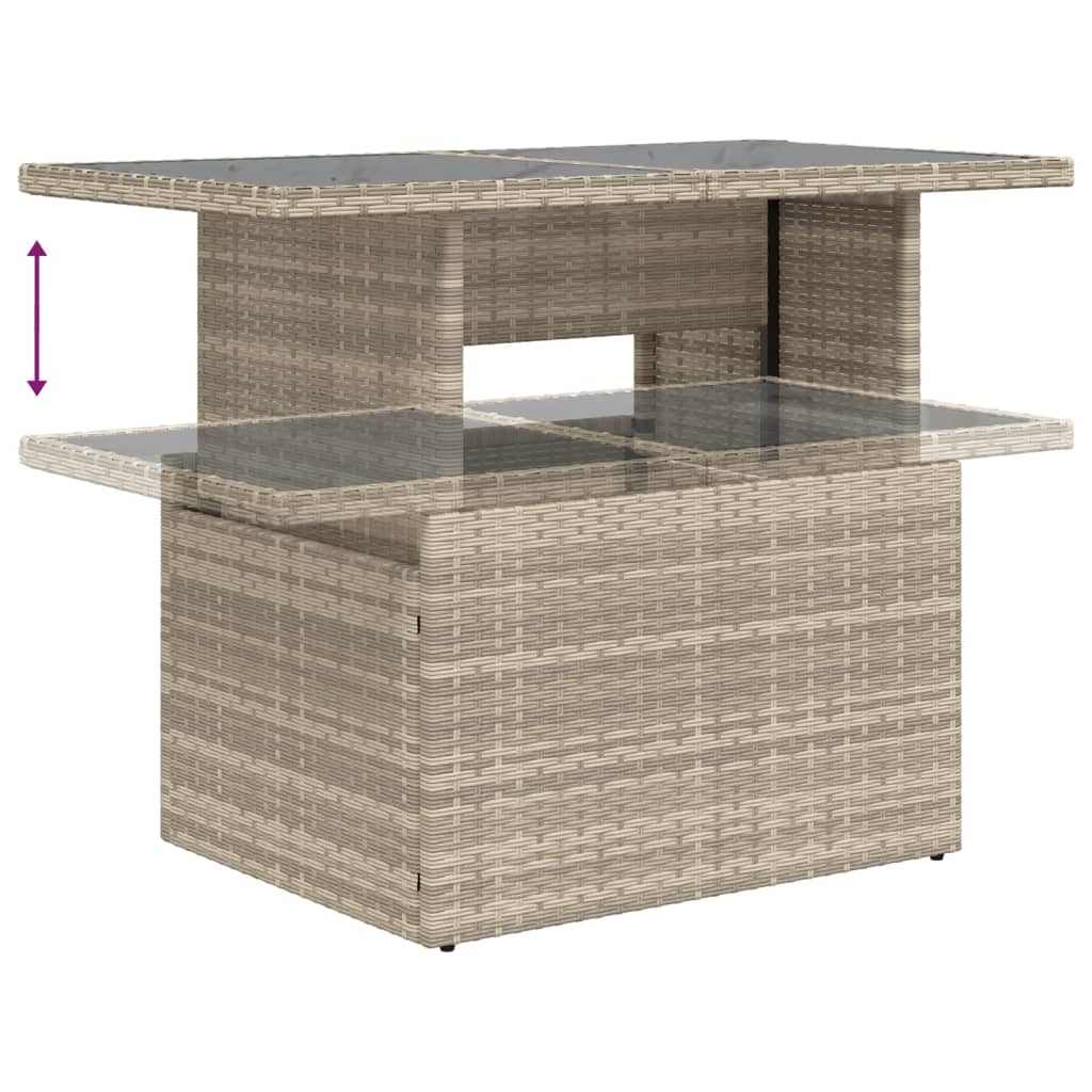 Outdoor Patio Poly Rattan Adjustable Garden Dining Table Outside Coffee Tables