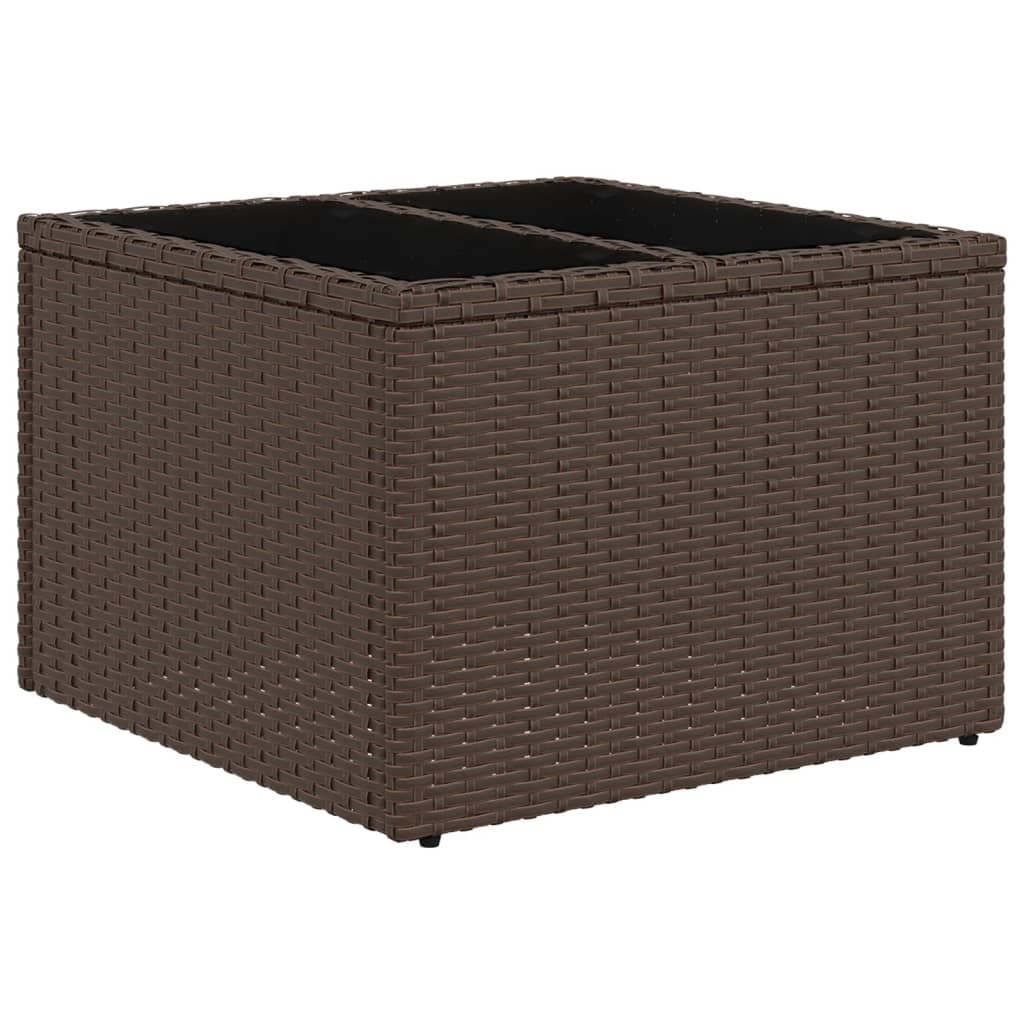 Outdoor Patio Poly Rattan Square Garden Coffee Table With Glass Top Tables