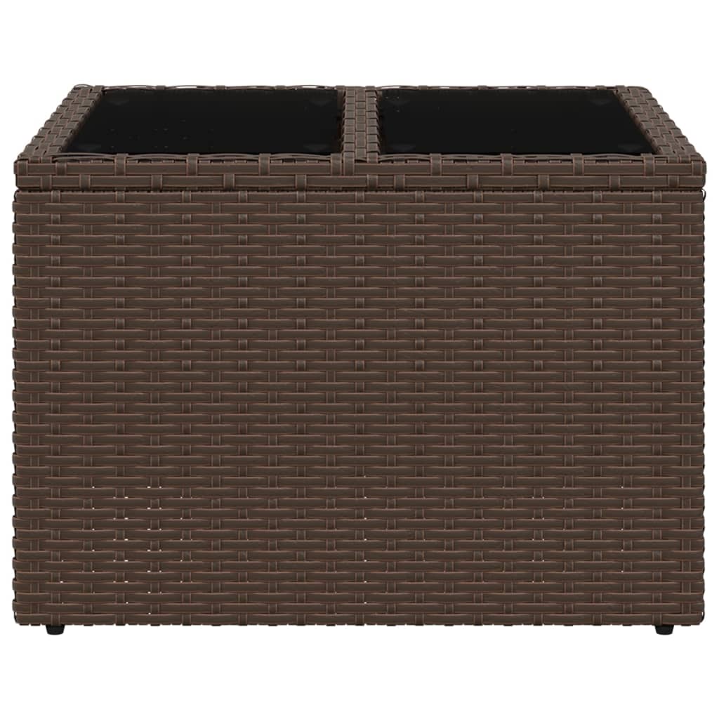 Outdoor Patio Poly Rattan Square Garden Coffee Table With Glass Top Tables