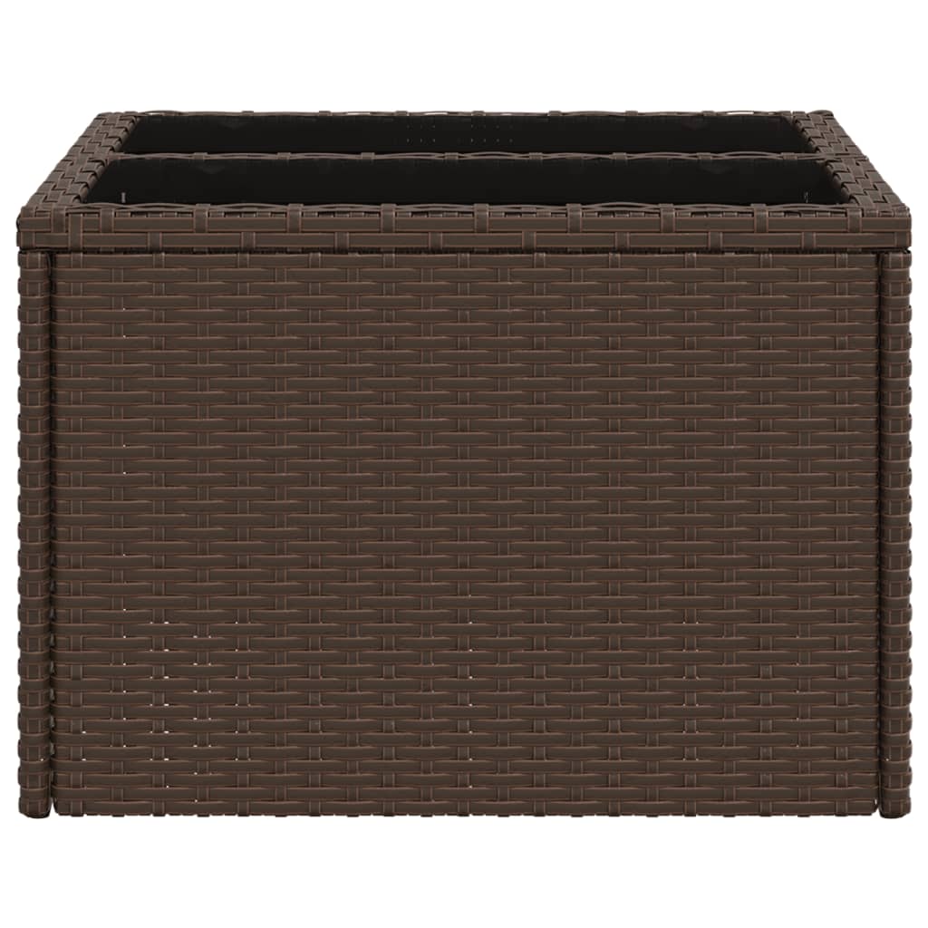 Outdoor Patio Poly Rattan Square Garden Coffee Table With Glass Top Tables