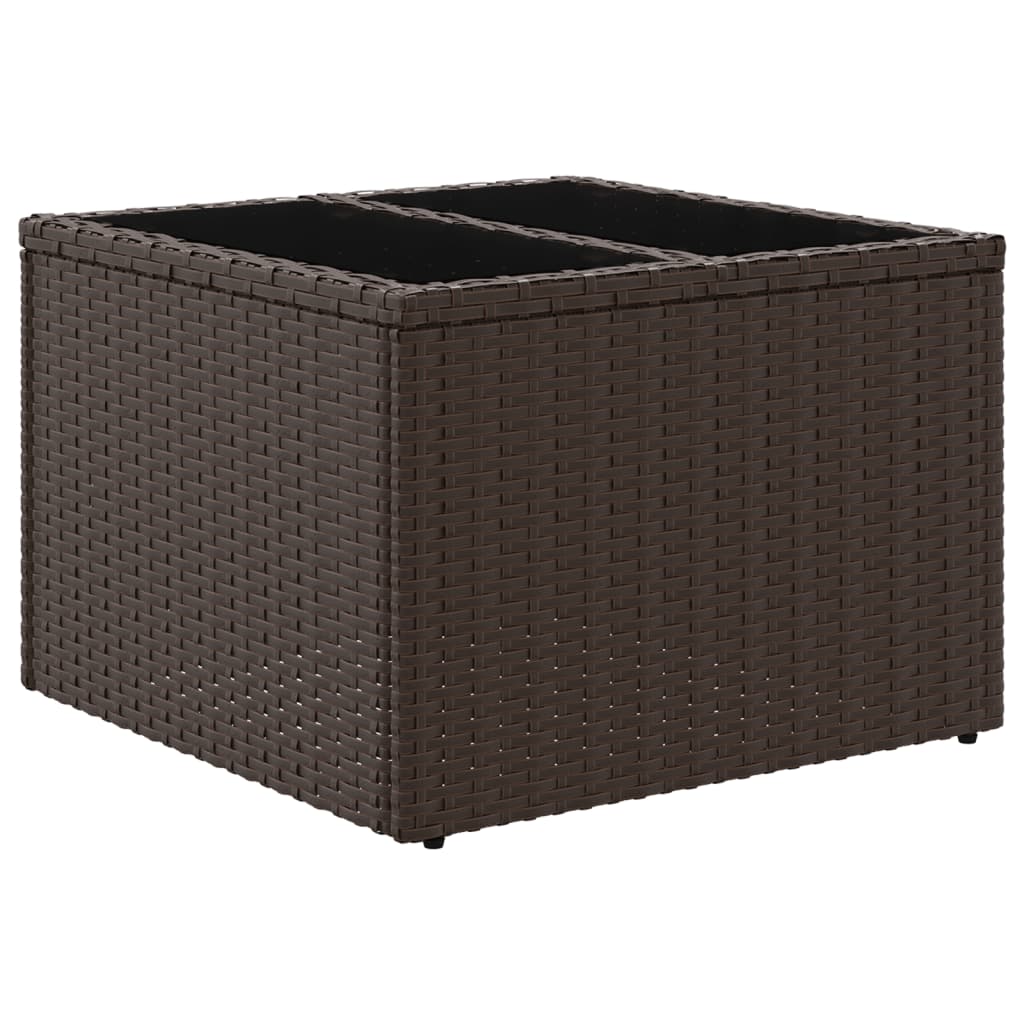 Outdoor Patio Poly Rattan Square Garden Coffee Table With Glass Top Tables