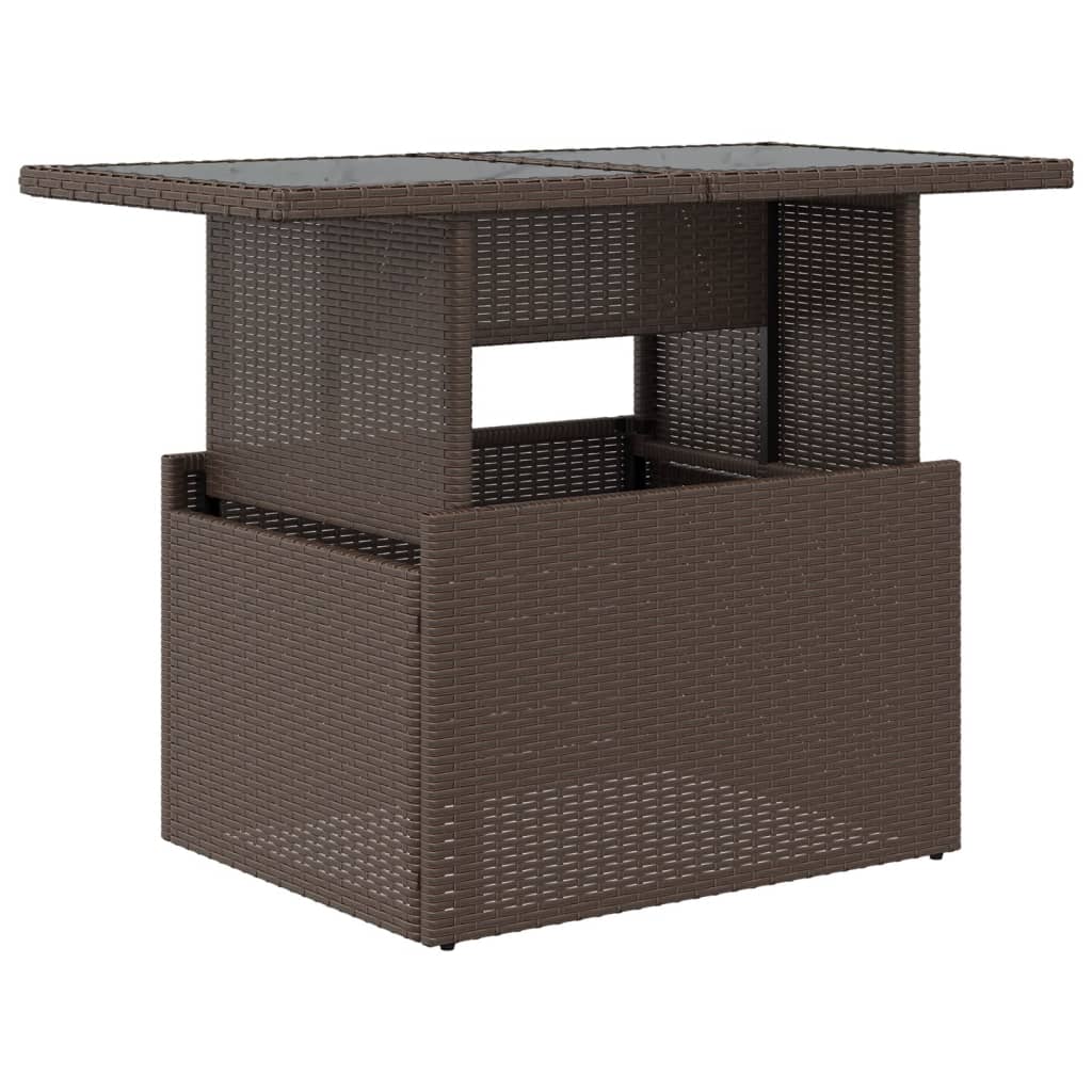 Outdoor Patio Poly Rattan Adjustable Height Dining Coffee Garden Table With Glass Top