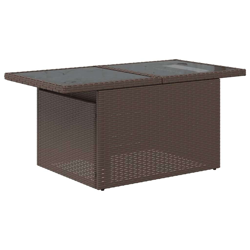 Outdoor Patio Poly Rattan Adjustable Height Dining Coffee Garden Table With Glass Top