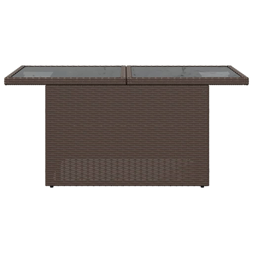 Outdoor Patio Poly Rattan Adjustable Height Dining Coffee Garden Table With Glass Top