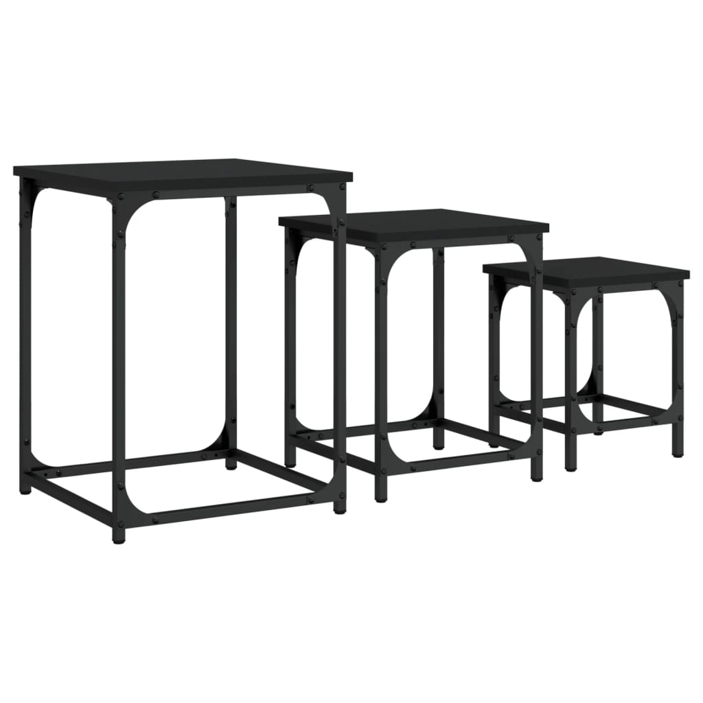 Nesting Coffee Tables 3 pcs Black Engineered Wood