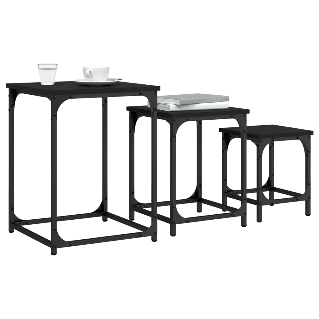 Nesting Coffee Tables 3 pcs Black Engineered Wood