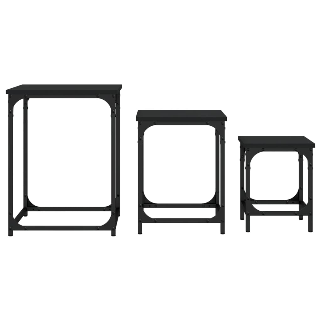 Nesting Coffee Tables 3 pcs Black Engineered Wood