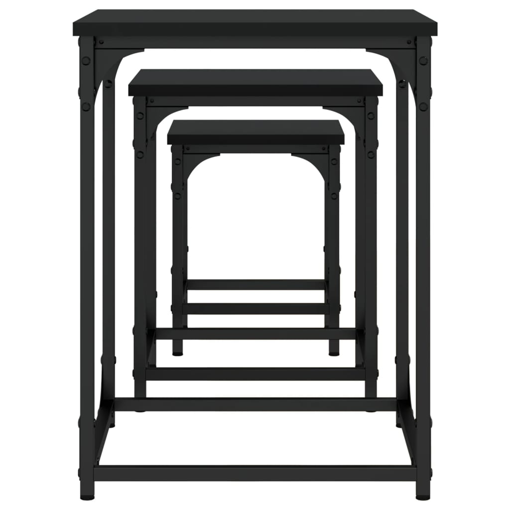 Nesting Coffee Tables 3 pcs Black Engineered Wood
