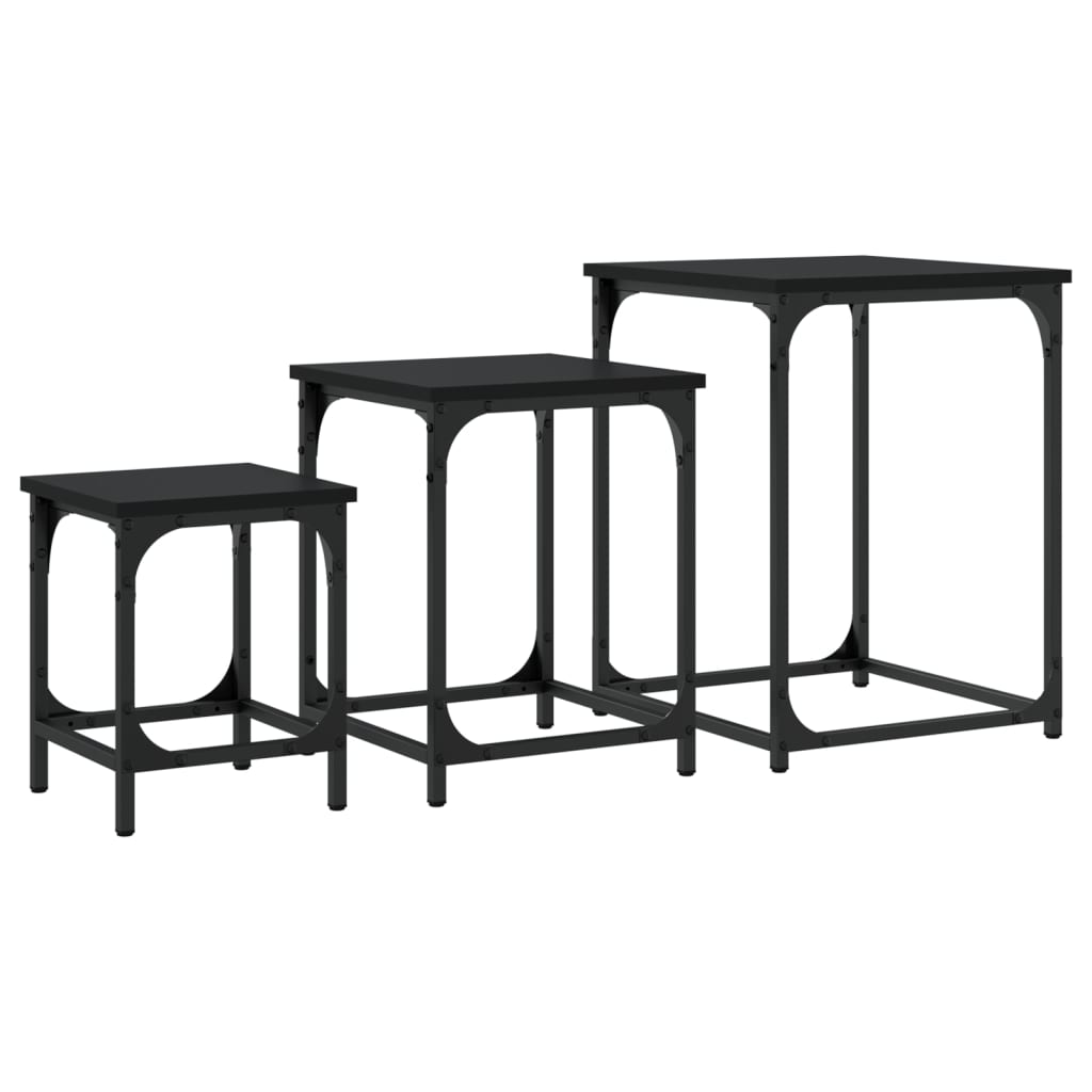 Nesting Coffee Tables 3 pcs Black Engineered Wood